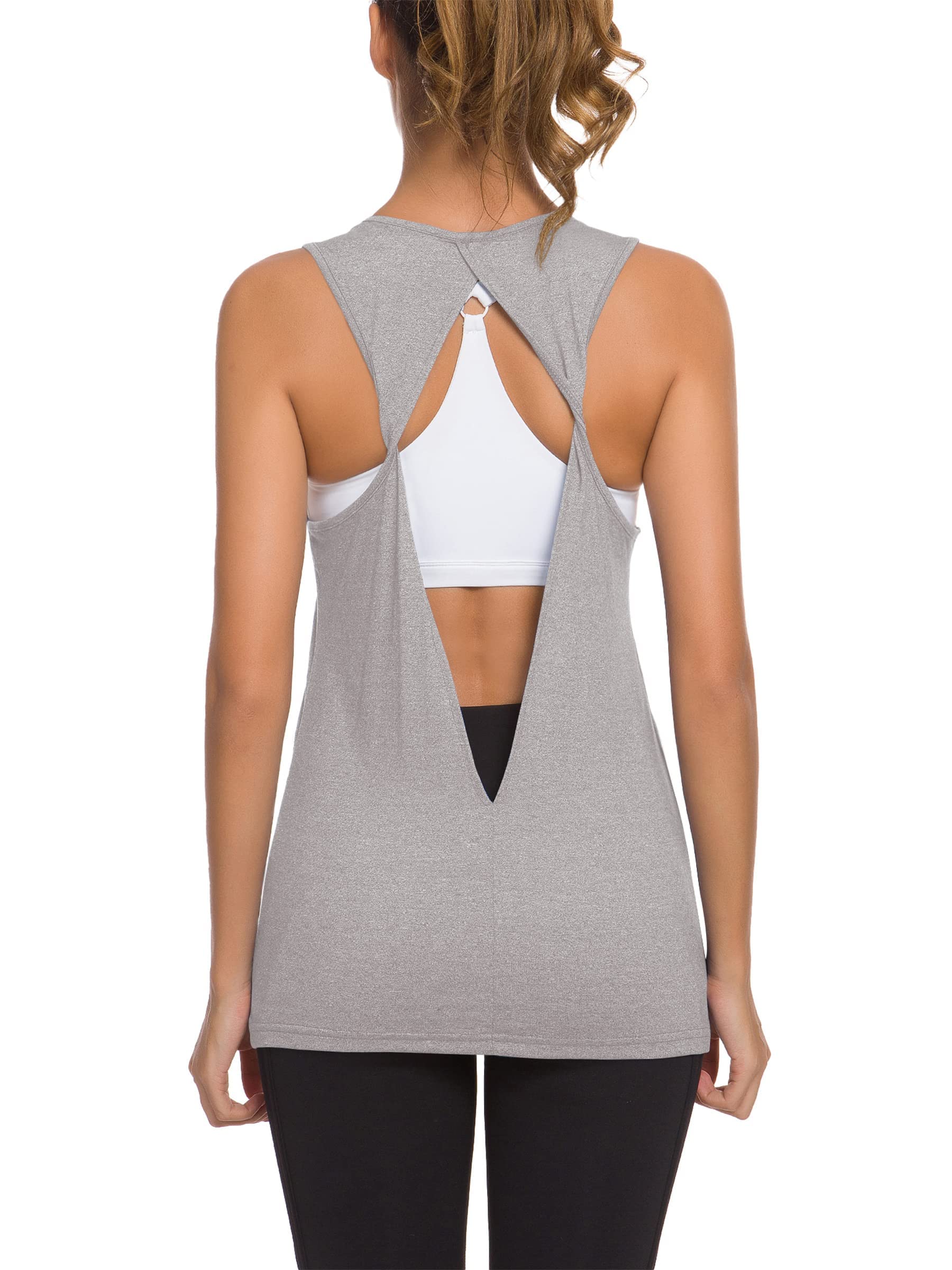 Laughido Women's Open Back Workout Tops - Athletic Yoga Vests, Backless Sleeveless Tank Tops for Gym, Running & Yoga | Breathable & Stylish Activewear