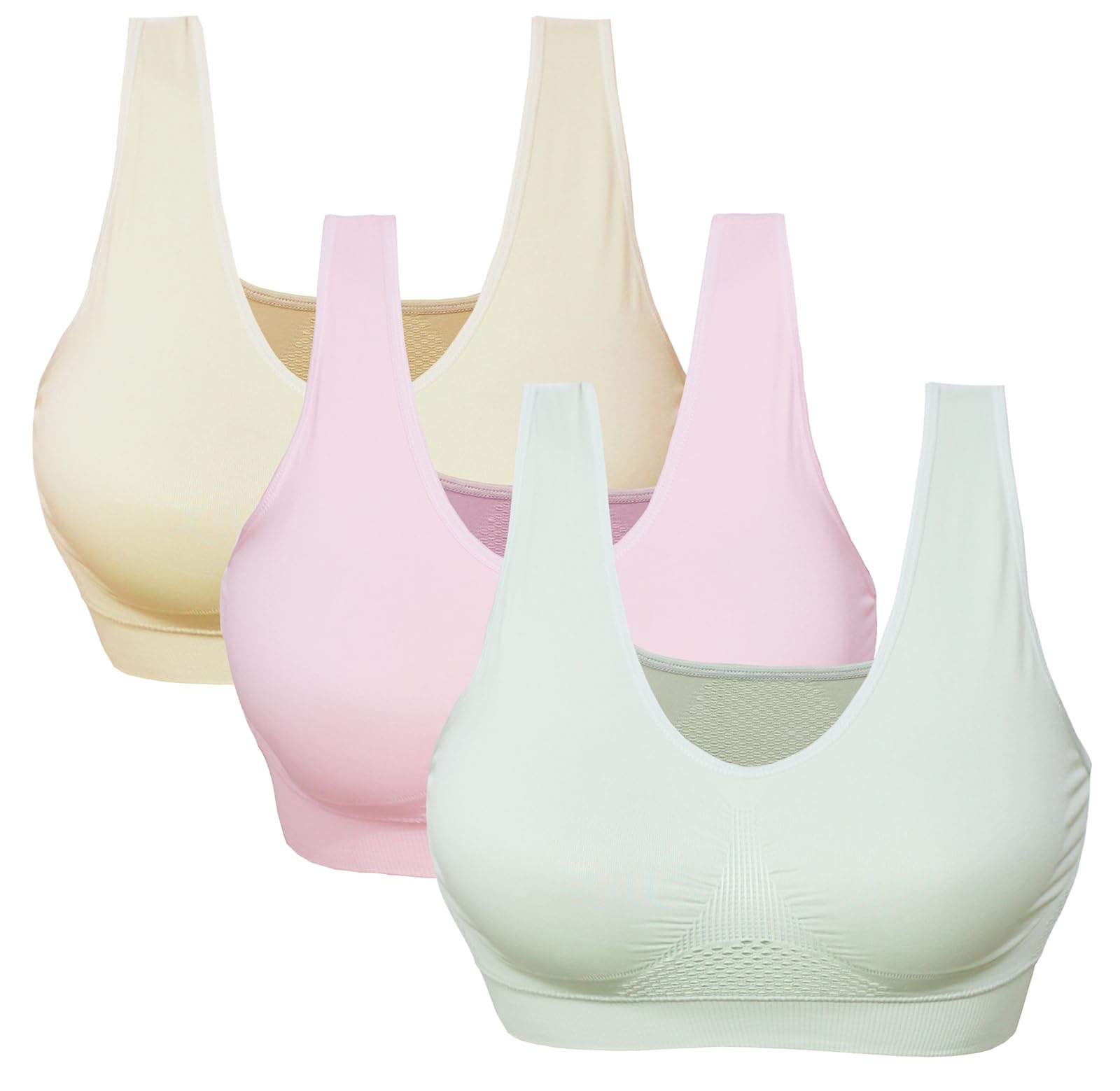Seamless Sports Bras for Women - Yoga, Running & Workout with Removable Pads - Comfortable Low Impact Support