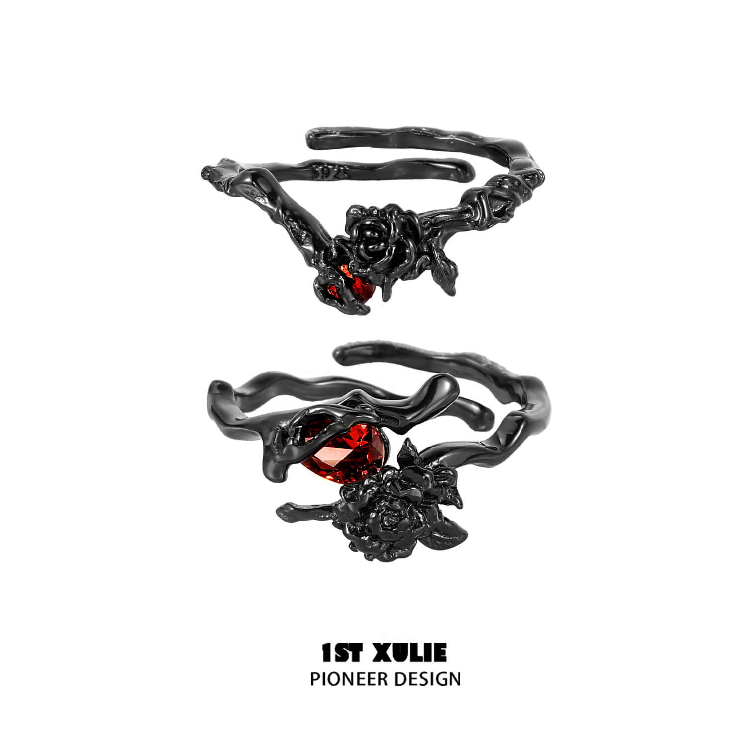 Taboo Rose S925 Sterling Silver Dark Rose Rings for Women - Elegant Gothic Jewelry for Parties, Weddings & Everyday Wear