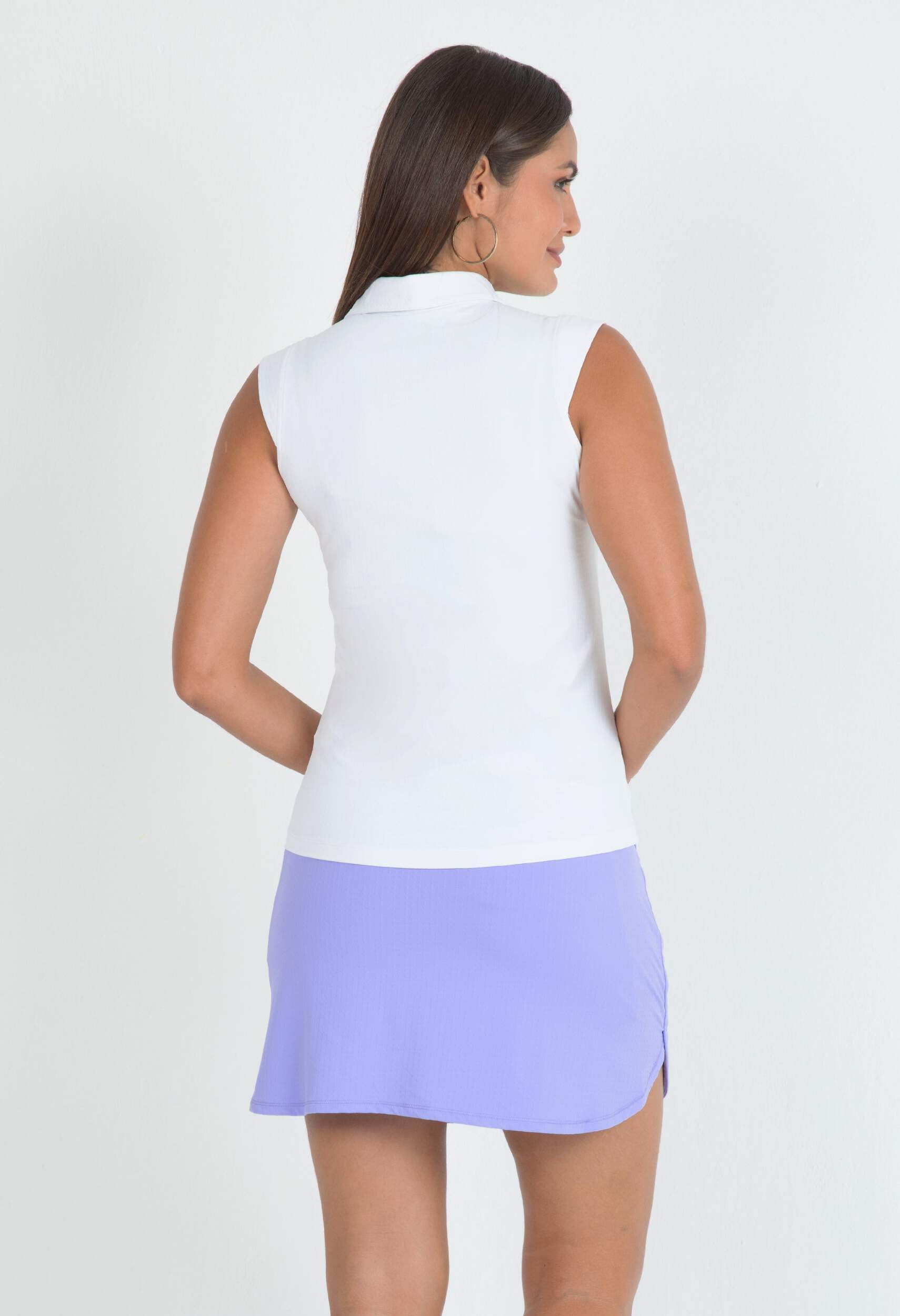 IBKUL Women's UPF 50+ Sun Protection Cooling Sleeveless Polo Shirt - Breathable Quick-Dry Athletic Top for Golf, Tennis & Outdoor Activities