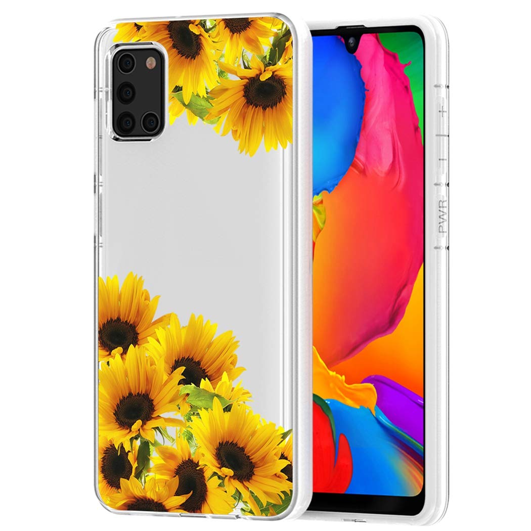 **Samsung Galaxy A31 Phone Case - Cute Sunflower Clear TPU Cover for Women & Girls | Shockproof Slim Protective Case | Perfect for Everyday Use, Work & Travel**