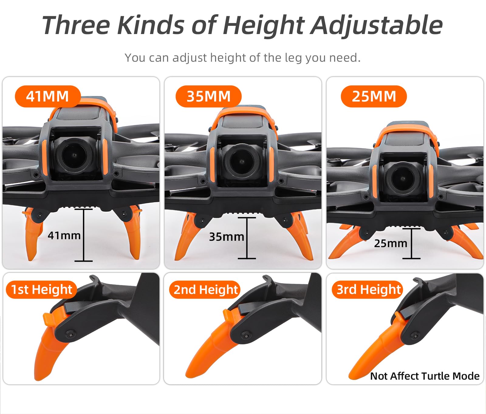 DJI Avata 2 Foldable Landing Gear Extension Kit - Adjustable Height Drone Accessories for Stable Aerial Photography (Grey) | Perfect for Outdoor Filming, Travel Vlogging & Professional Drone Operations