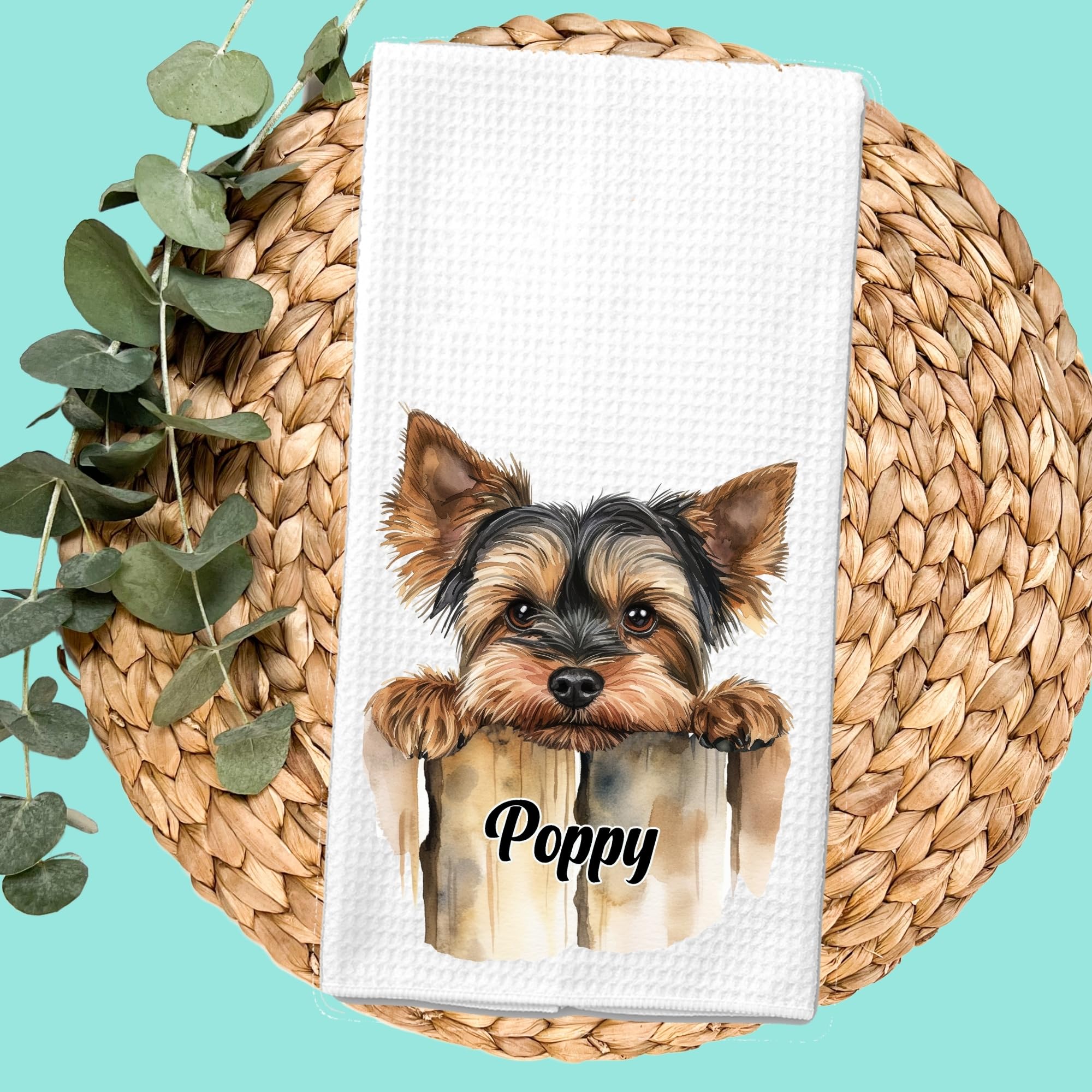 Personalized Yorkie Dog Hand Towel - Soft Microfiber Kitchen & Bath Towel Set - Perfect Housewarming, Wedding & Birthday Gift for Women & Mom - 16x24 Inches - Ideal for Kitchen Decor, Bathroom Essentials & Pet Lover Gifts