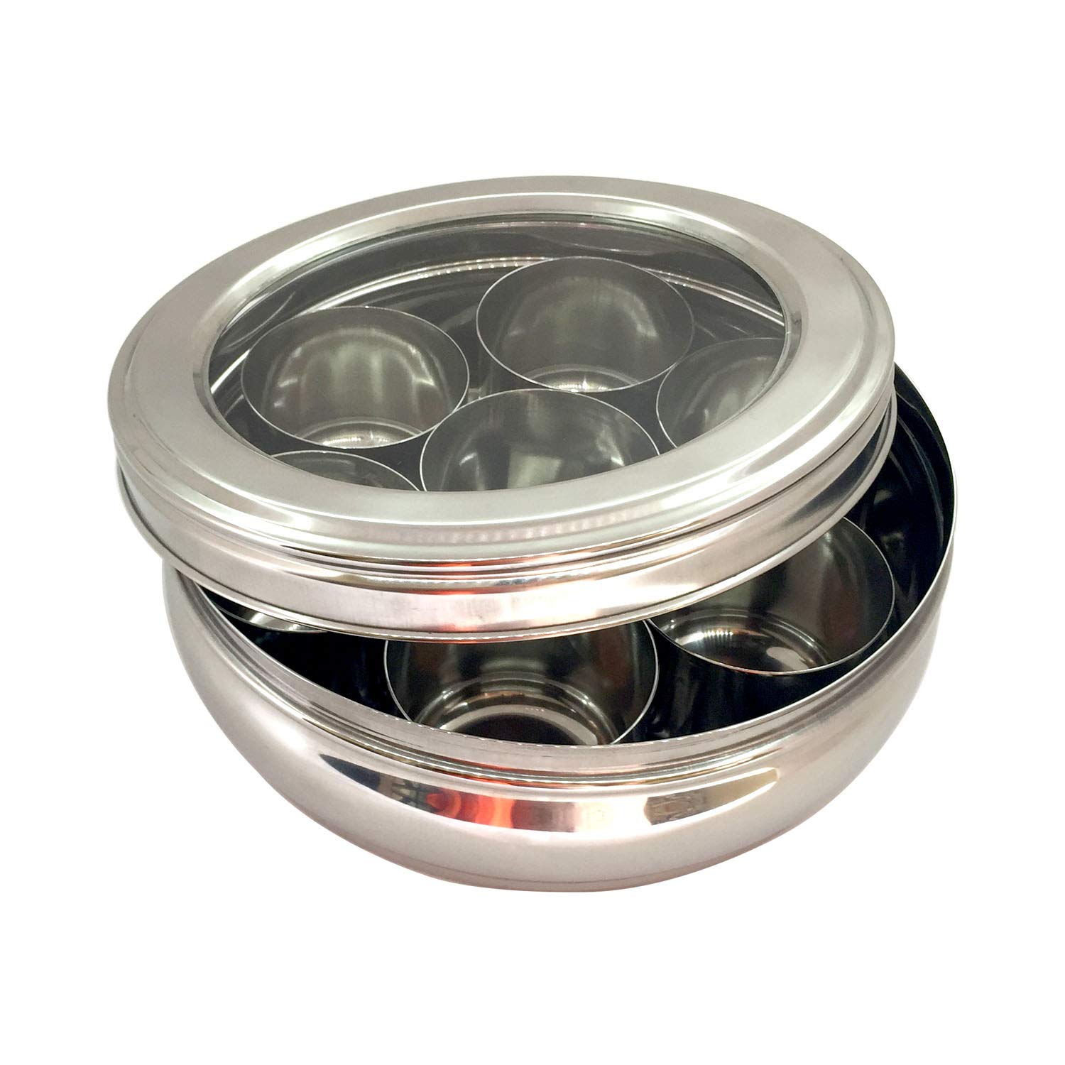 Premium Stainless Steel Masala Dabba - 7 Compartment Indian Spice Box with Spoon | Airtight Spice Storage Container for Kitchen, Cooking & Indian Cuisine | Perfect for Chefs, Home Cooks & Spice Lovers