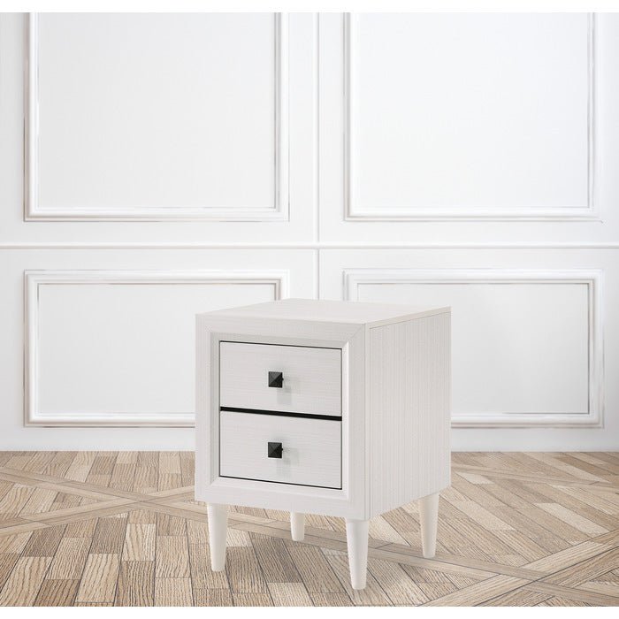 Modern White Nightstand with Gold Foil Accents - Stylish Bedside Table for Bedroom, Living Room, or Nursery - Perfect for Storage and Decor