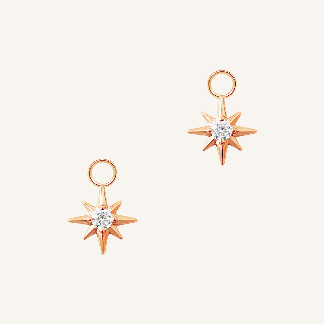 Contentment Star Hoop Charm Set of 2 - Dainty Gold Hoop Earrings with Star Charms for Women, Perfect for Everyday Wear, Gifts & Boho Style Outfits