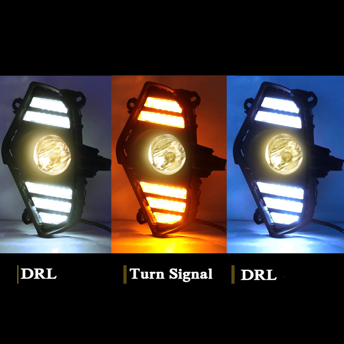 2019-2020 TOYOTA RAV4 LED Daytime Running Lights + Fog Lamps Combo - White Ice Blue DRL with Yellow Turn Signal - Complete Kit Includes Bezel, Wiring, LED Bulbs & Halogen - Perfect for Off-Roading, Night Driving & Car Customization