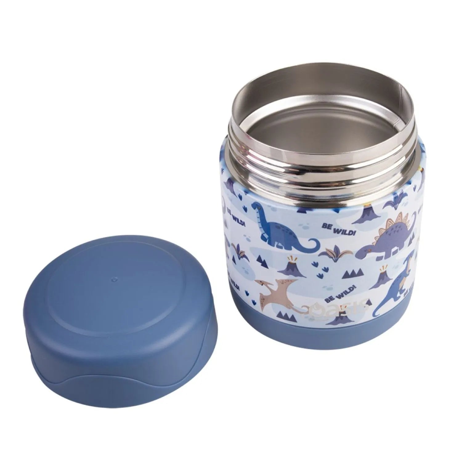 Oasis Insulated Food Flask 300ml - Leak Proof Stainless Steel Thermos for Hot & Cold Drinks - Perfect for School, Office, Hiking & Travel - Dinosaur Themed Design