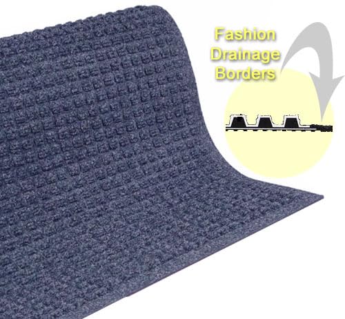 Waterhog Fashion Smooth Back Navy 4' x 8' Drainable Entrance Mats - Premium Indoor/Outdoor Doormat for Home, Office & Commercial Use - Perfect for High Traffic Areas, Mud & Water Control