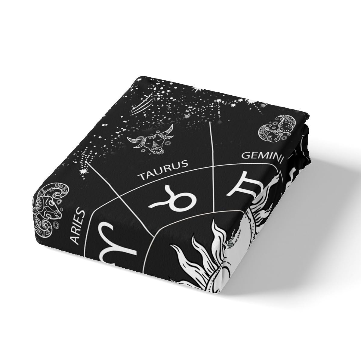 Manfei Queen Size Sun and Moon Zodiac Constellation Duvet Cover Set - 3 Piece Astrology Bedding for Kids, Boys & Girls (Black & White, Includes 2 Pillowcases, Comforter Not Included) - Perfect for Themed Bedrooms, Teen Rooms & Celestial Decor