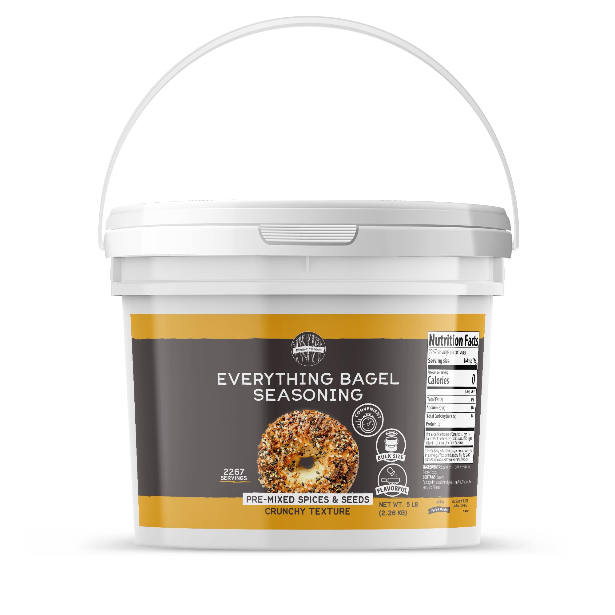 Birch & Meadow 1 Gallon Everything Bagel Seasoning - Pre-Mixed Spices & Seeds with Crunchy Texture - Perfect for Bagels, Avocado Toast & Homemade Breads