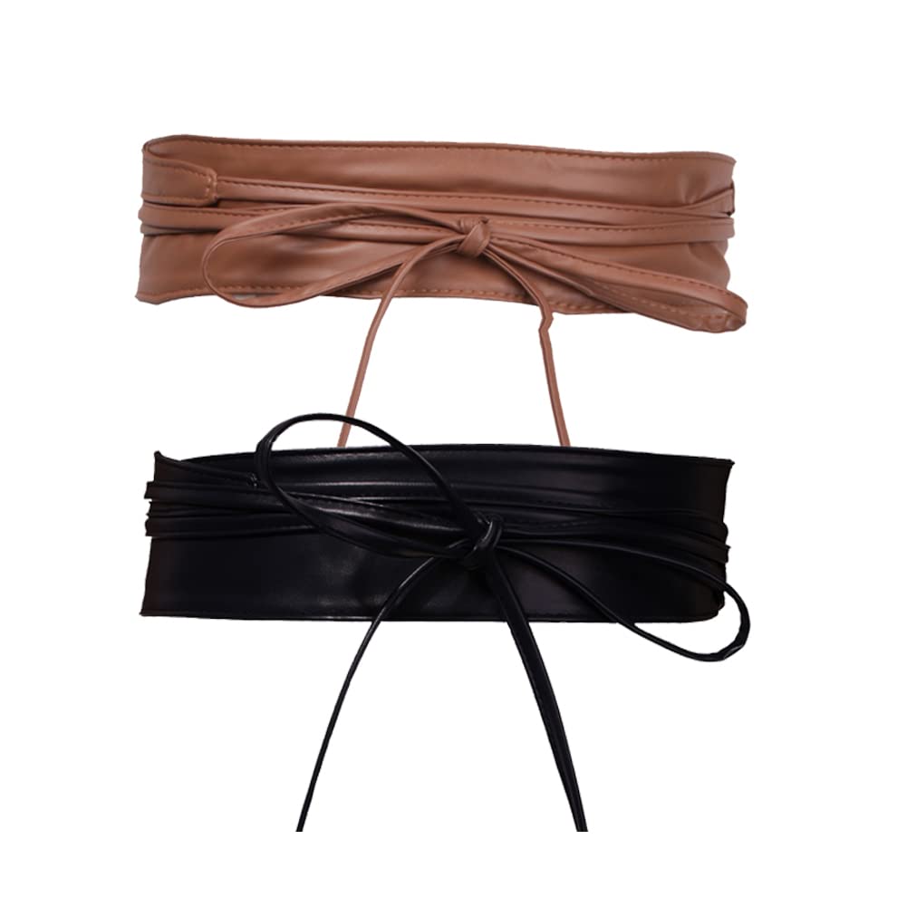 Earnda Women's Fashion Obi Belt - Faux Leather Wide Wrap Waist Cinch Belt for Dresses | Perfect for Kimono, Robe & Boho Outfits