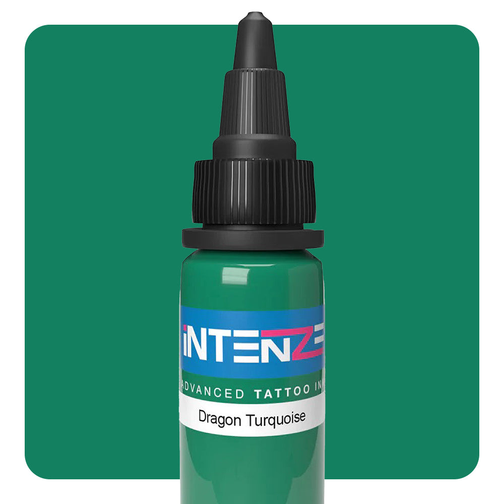 Premium Dragon Turquoise Tattoo Ink by Intenze - 1oz Bottle for Professional Tattoo Artists - Perfect for Vibrant Body Art and Permanent Makeup