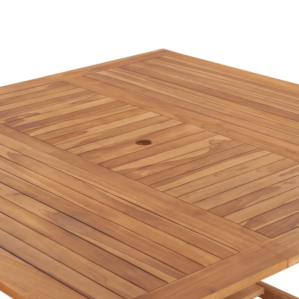vidaXL Solid Teak Wood Patio Dining Table with Umbrella Hole - Outdoor Garden Furniture for Front Porch, Deck, Lawn, Backyard & Balcony | Perfect for Al Fresco Dining and Outdoor Entertaining