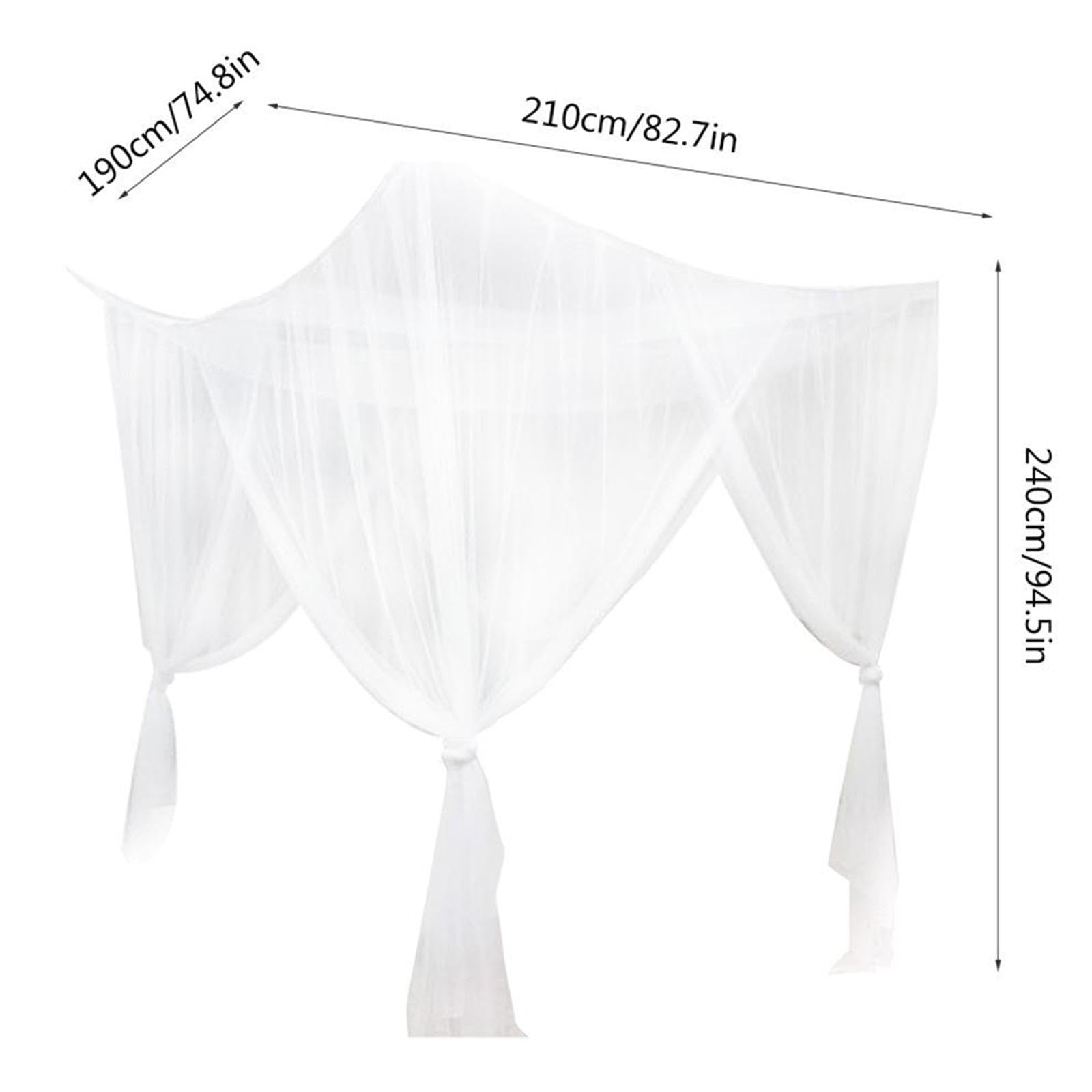 Stylish White 4 Corner Post Canopy Bed Curtain with Drapes & Netting - Elegant Bed Valance for Women's Bedroom Decor | Perfect for Romantic, Boho & Princess Style Bedrooms