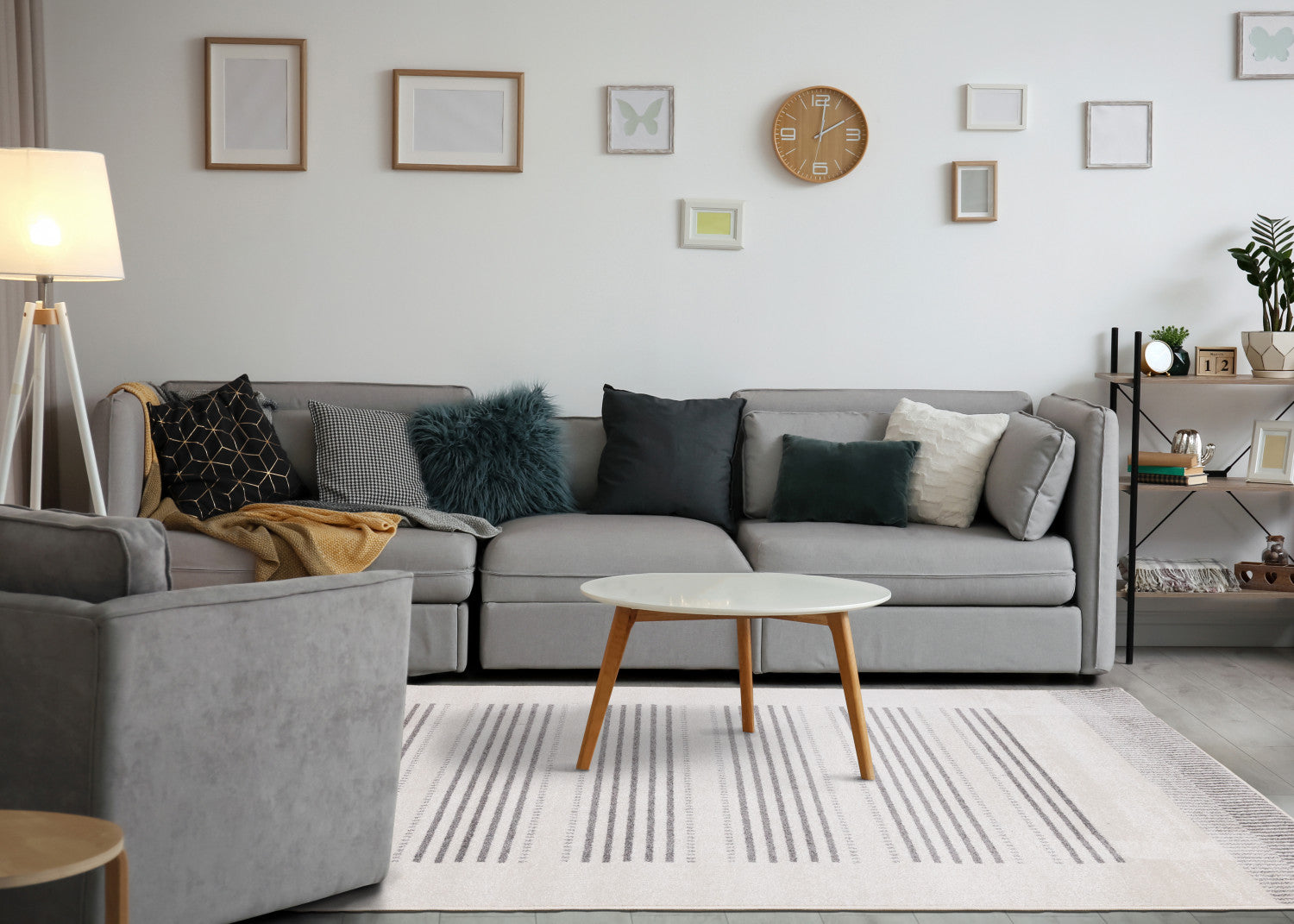 Claremont Modern Area Rug 7x10 Feet - Sleek White & Grey Design for Living Room, Bedroom & Office Decor