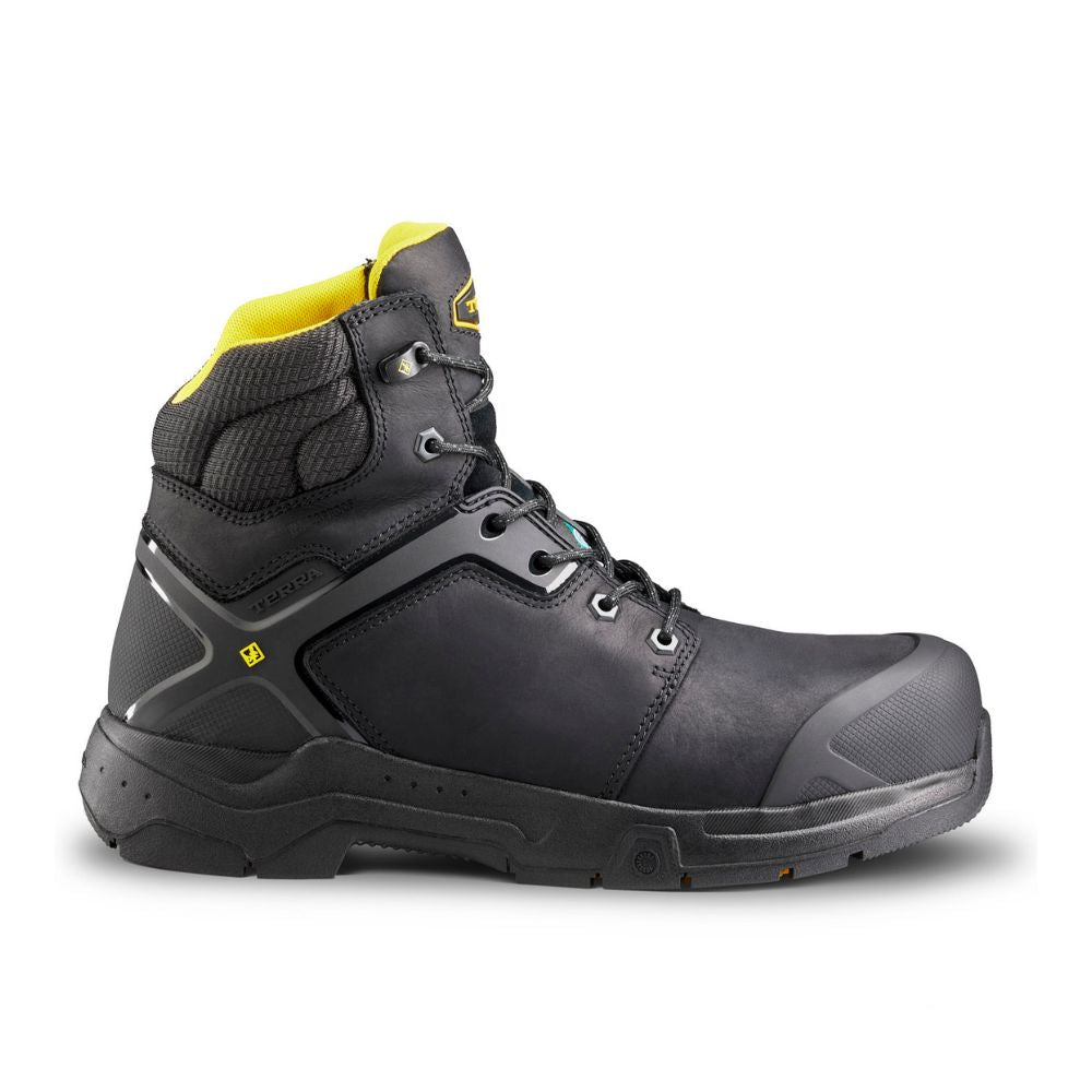 **Terra Carbine Men's 6-Inch Waterproof Composite Toe Work Boots TR0A8395BLK - Black Safety Shoes for Construction, Warehouse & Outdoor Work**