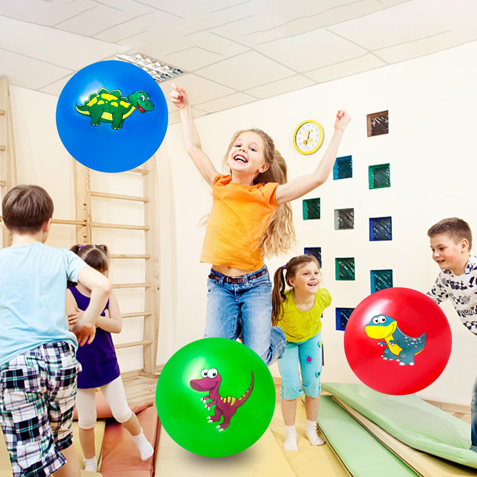 **Hymaz 9 Inch 5-Pack Bouncy Balls for Toddlers & Kids - Soft Rubber Inflatable Sensory Balls with Pump - Perfect for Indoor, Outdoor, Beach, Playground, Backyard, Pool & Classroom Games**