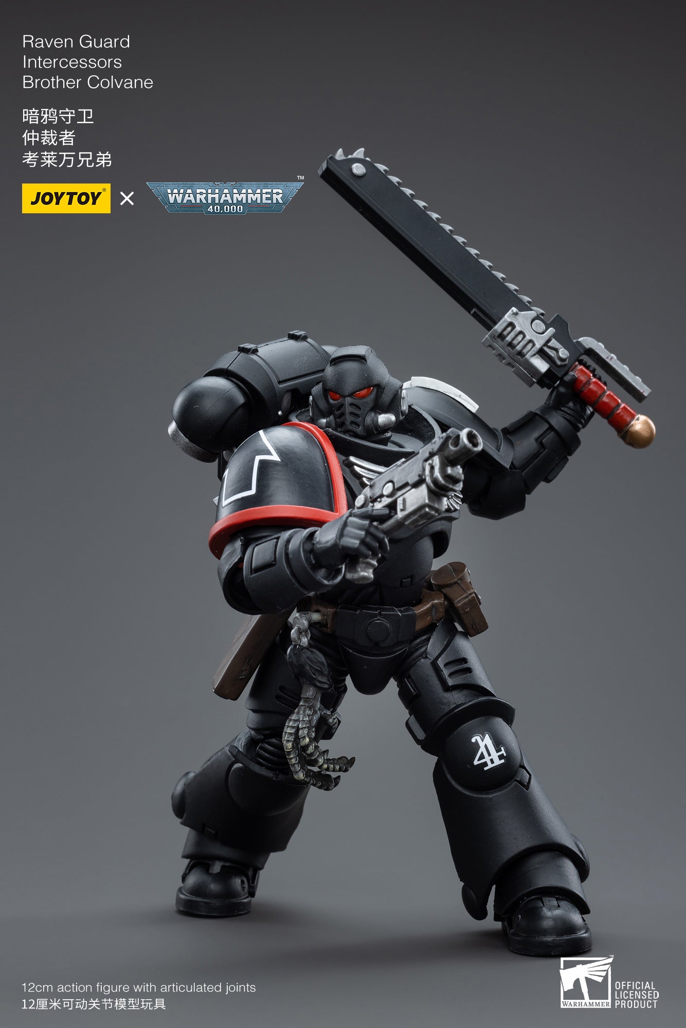 JOYTOY 1/18 Scale Warhammer 40K Raven Guard Intercessors Brother Colvane Action Figure - Collectible Miniature for Tabletop Gaming & Display