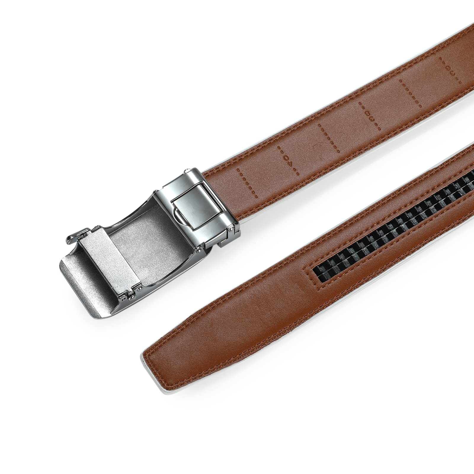 Premium Men's Genuine Leather Ratchet Dress Belt - Adjustable Slide Belt for Formal & Business Wear - Elegant Gift Box for Father's Day, Wedding & Office Gifts
