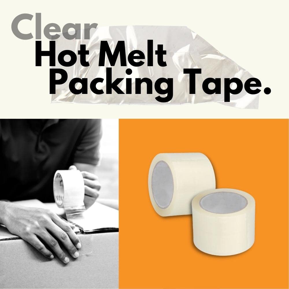 PSBM 3 Inch x 110 Yards Clear Packing Tape - 48 Pack Heavy Duty 2.5 Mil Hot Melt Shipping Tape for Moving Boxes, Packaging, Strapping & Mailing | Secure Sealing for Home, Office & Warehouse Use