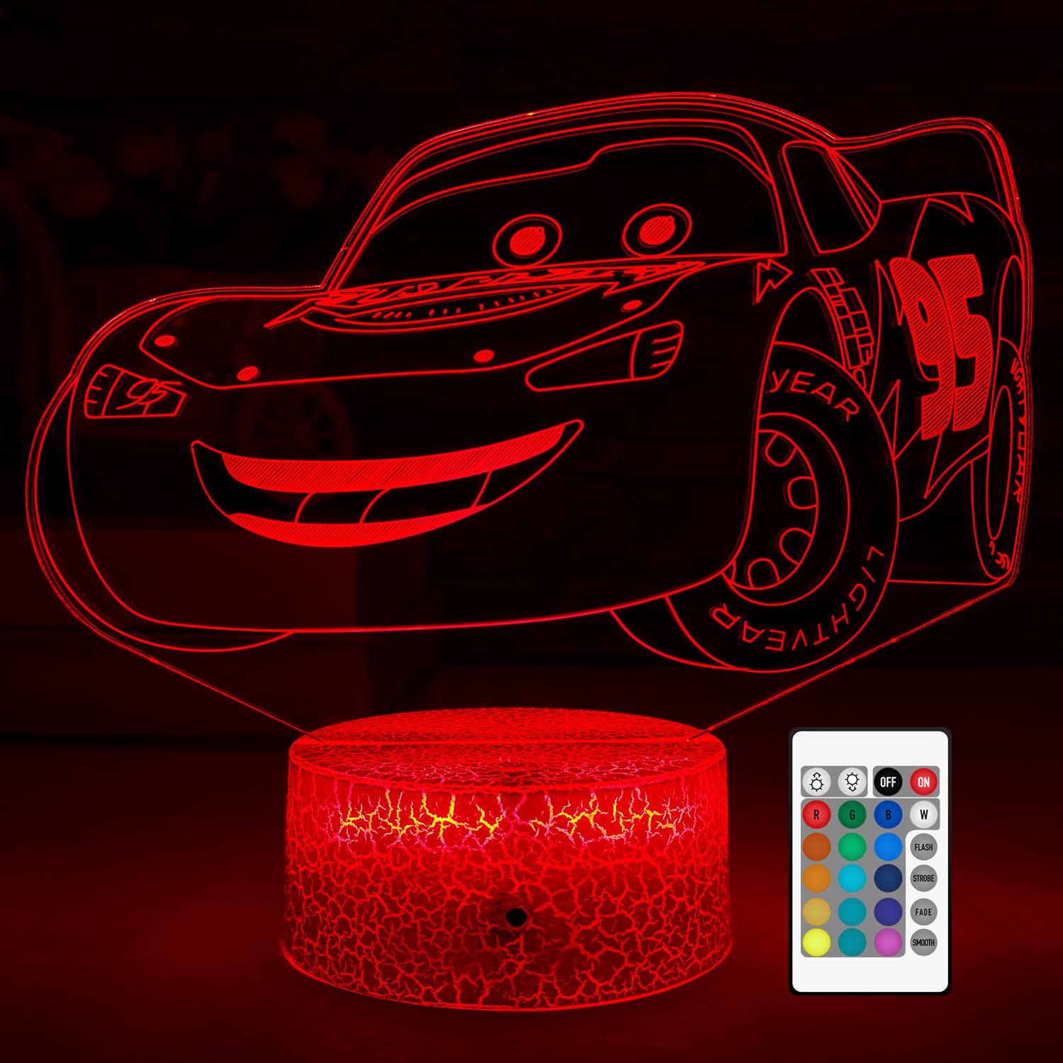 3D Cars Night Light for Kids - 16 Color Changing LED Lamp with Remote Control, Timer & Touch Sensor - Perfect for Bedroom, Nursery & Playroom Decor - Best Birthday & Christmas Gift for Boys, Girls & Car Lovers