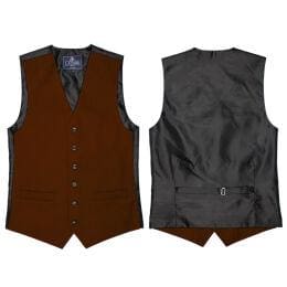 LA Smith Rust Plain Country Waistcoat for Men - Vintage Casual Vest with Pockets - Perfect for Western Outfits, Cowboy Costumes and Country Music Events