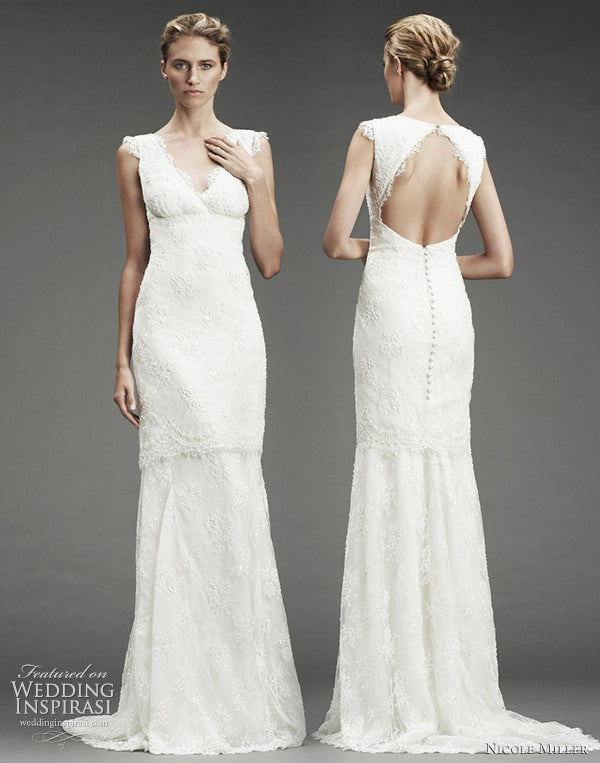 Nicole Miller NM9978 Elegant Lace Wedding Gown - White Bridal Dress for Church Ceremony & Beach Weddings