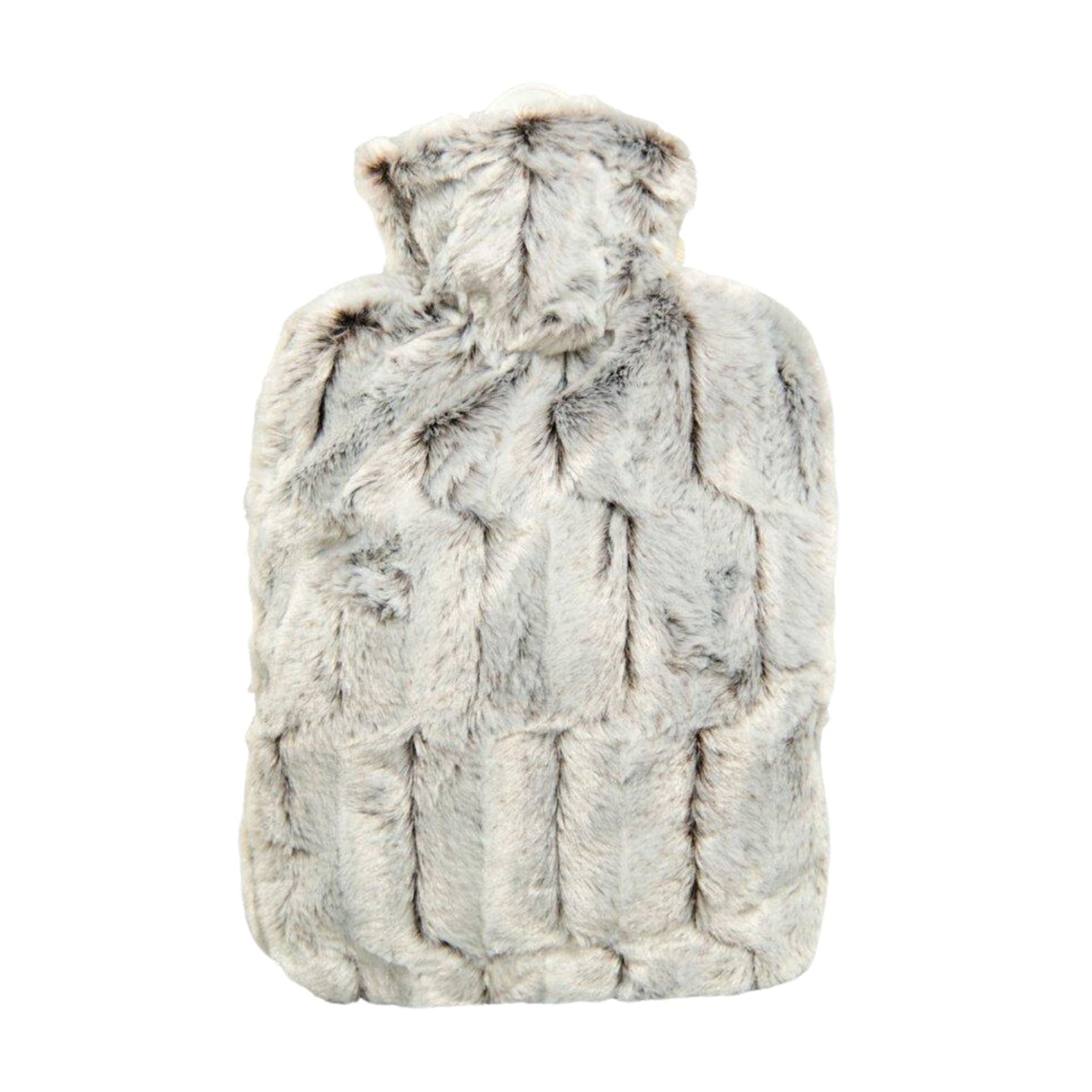 1.8L Hot Water Bottle with Brown & Silver Faux Fur Cover - Rubberless, Leakproof for Pain Relief, Warmth - Perfect for Cold Nights, Period Cramps, Back Pain & Winter Comfort