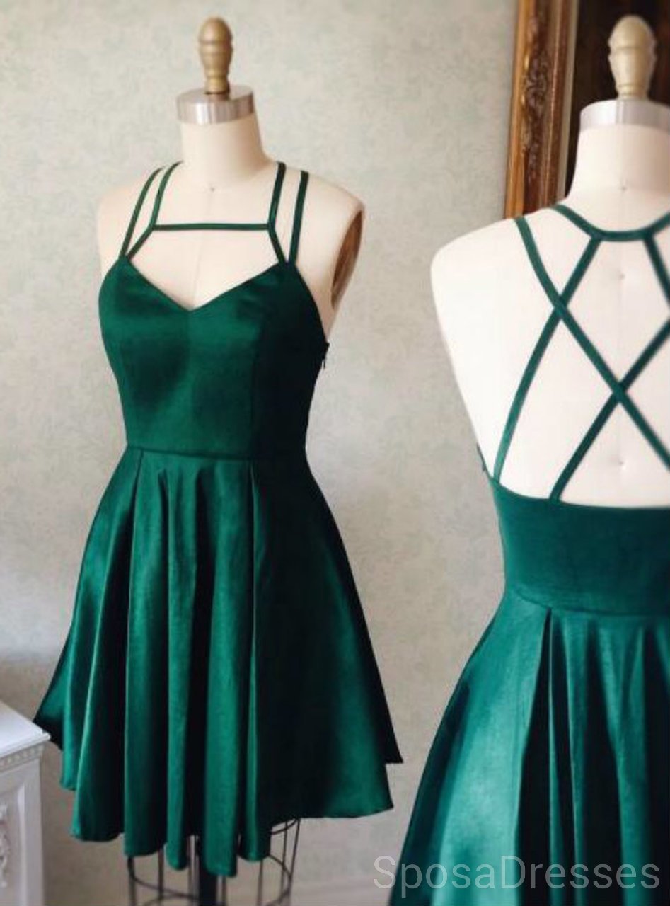 Emerald Green Cross Back Short Homecoming Dress - Elegant Short Prom Dress for Women (Style CM839) | Perfect for Homecoming, Prom, Cocktail Parties & Special Occasions