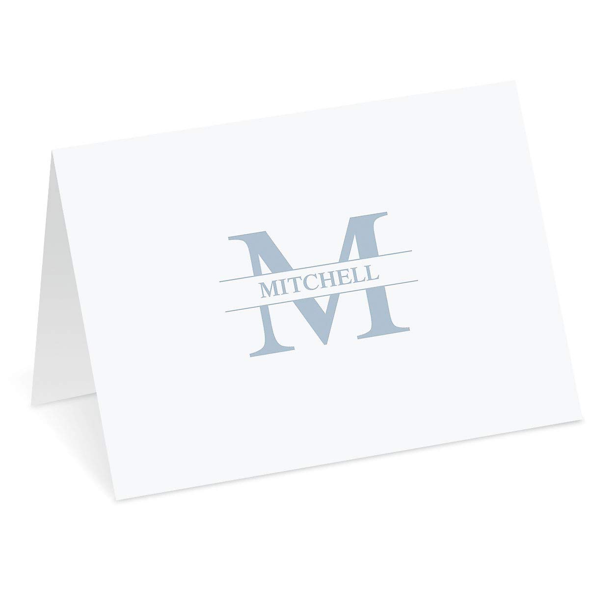 Personalized Blue Monogram Note Card Set - 24 Blank Inside Cards with White Envelopes, 4.25