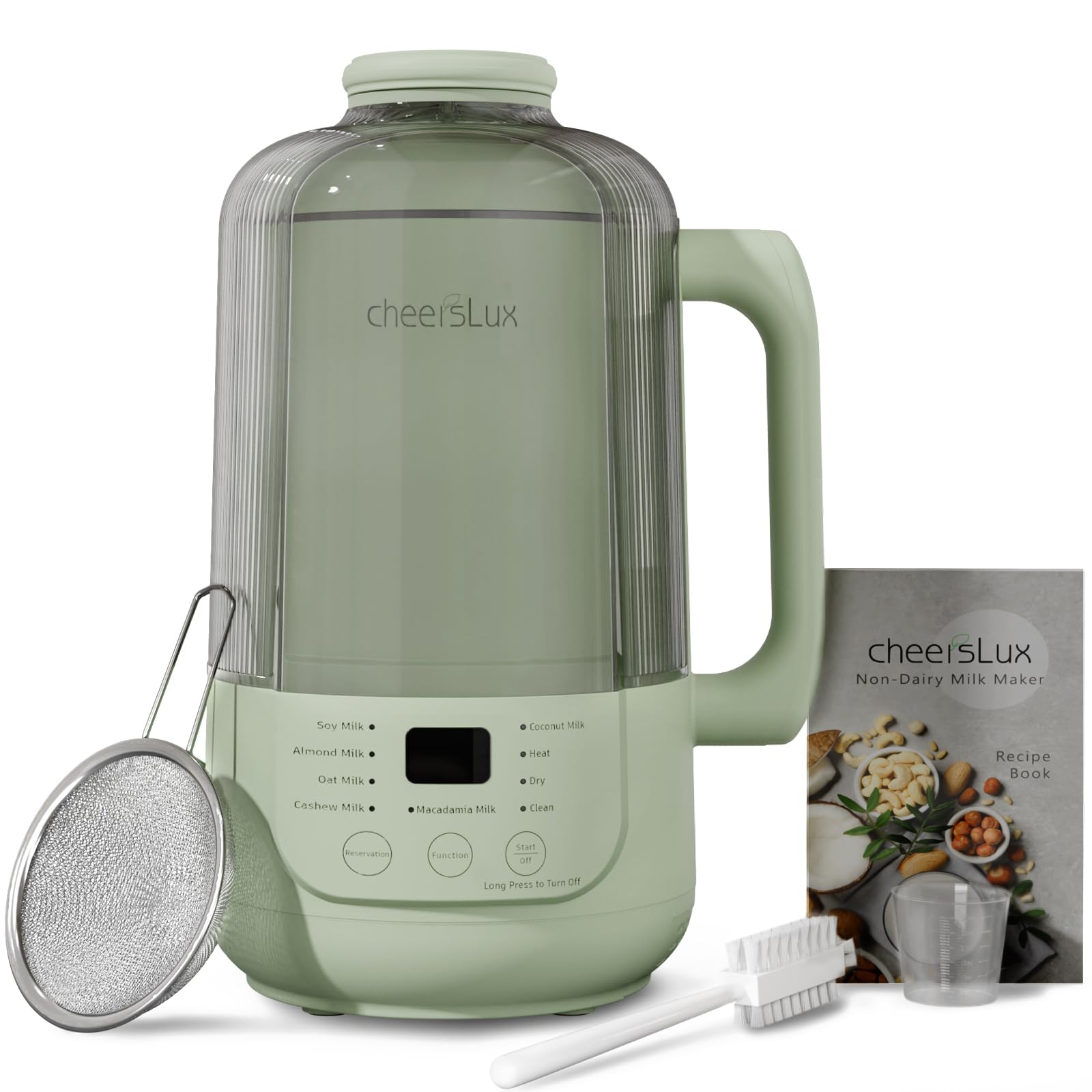 **CheersLux 40oz Nut Milk Maker - Low Noise 9-in-1 Automatic Soy Milk Machine for Almond, Oat & Plant-Based Milk - 3-Min Cold Press, Delay Start & Auto Clean - Perfect for Vegan, Dairy-Free & Healthy Lifestyles**    *(Use Cases: Ideal for homemade almond milk, oat milk, soy milk, and other plant-based beverages. Great for vegan diets, lactose intolerance, and healthy meal prep.)*