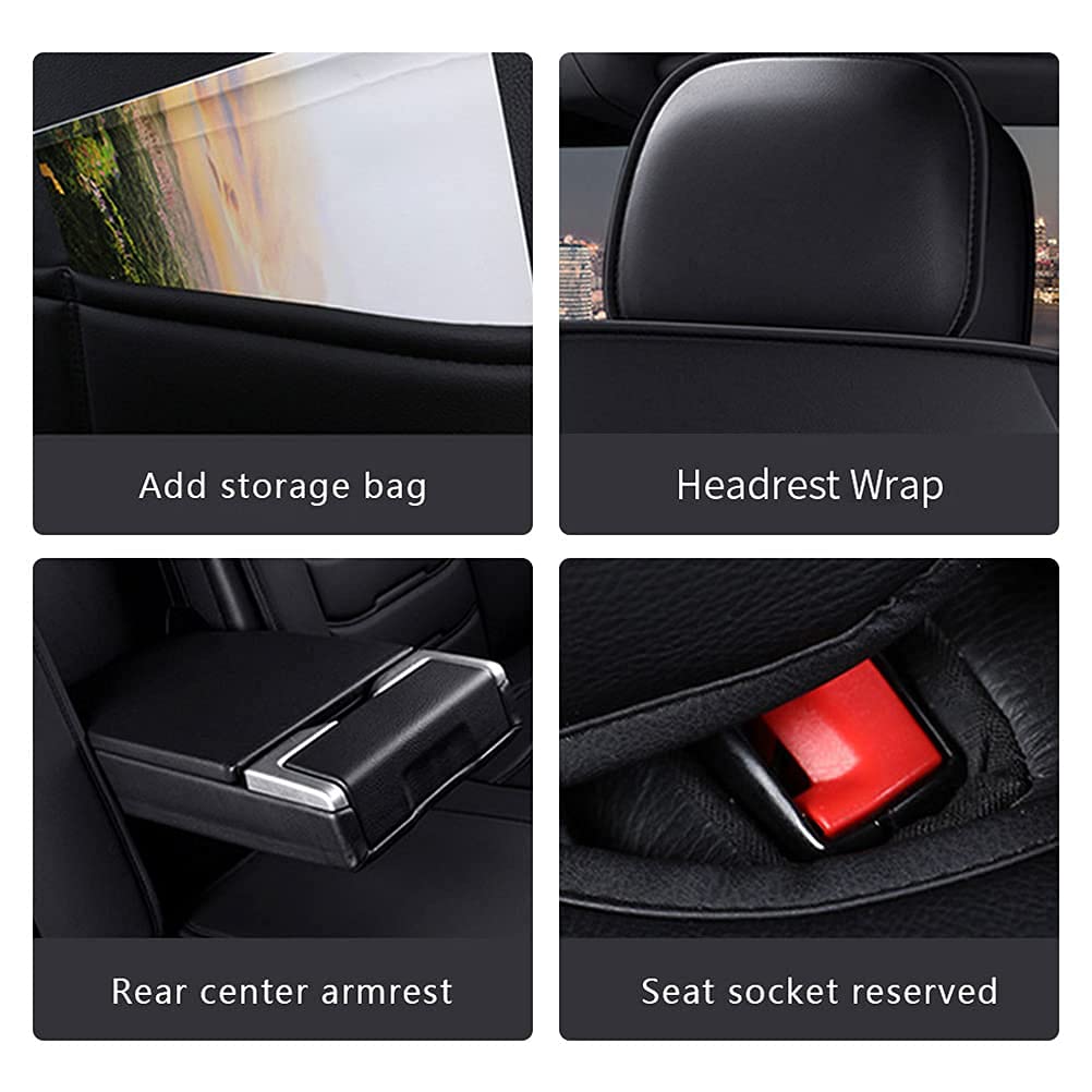 Luxury PU Leather Front & Rear Seat Covers for Corvette C7 C5 - Comfortable, Wear-Resistant Black & Red Car Seat Protectors | Perfect for Sports Cars, Daily Commuting & Road Trips
