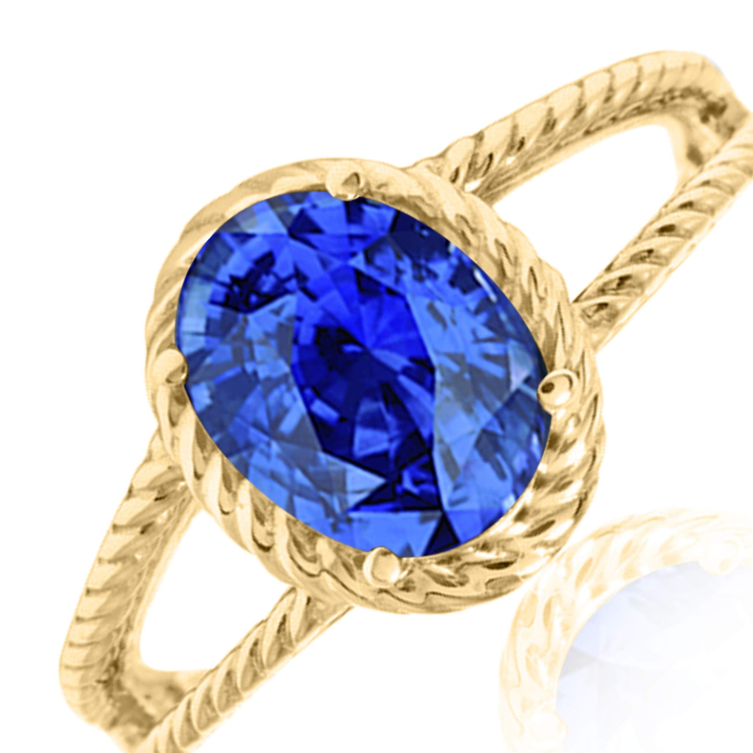 1.25 Carat Lab-Created Tanzanite Oval Ring in 10K Solid Rose, White & Yellow Gold | Elegant Valentine's Day Gift for Her | Perfect for Anniversaries, Engagements & Special Occasions