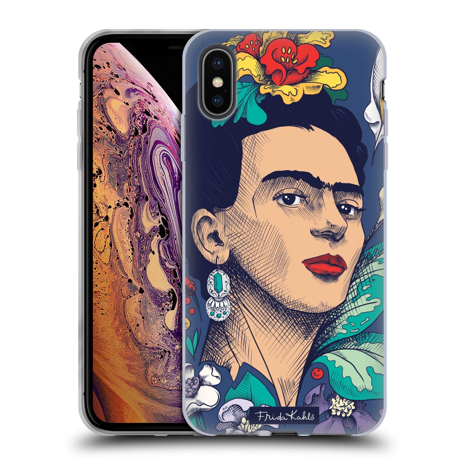 Officially Licensed Frida Kahlo Flowers Sketch Soft Gel Case for Apple iPhone Xs Max - Artistic Phone Cover for Women, Gift for Art Lovers, Durable Protection with Stylish Design