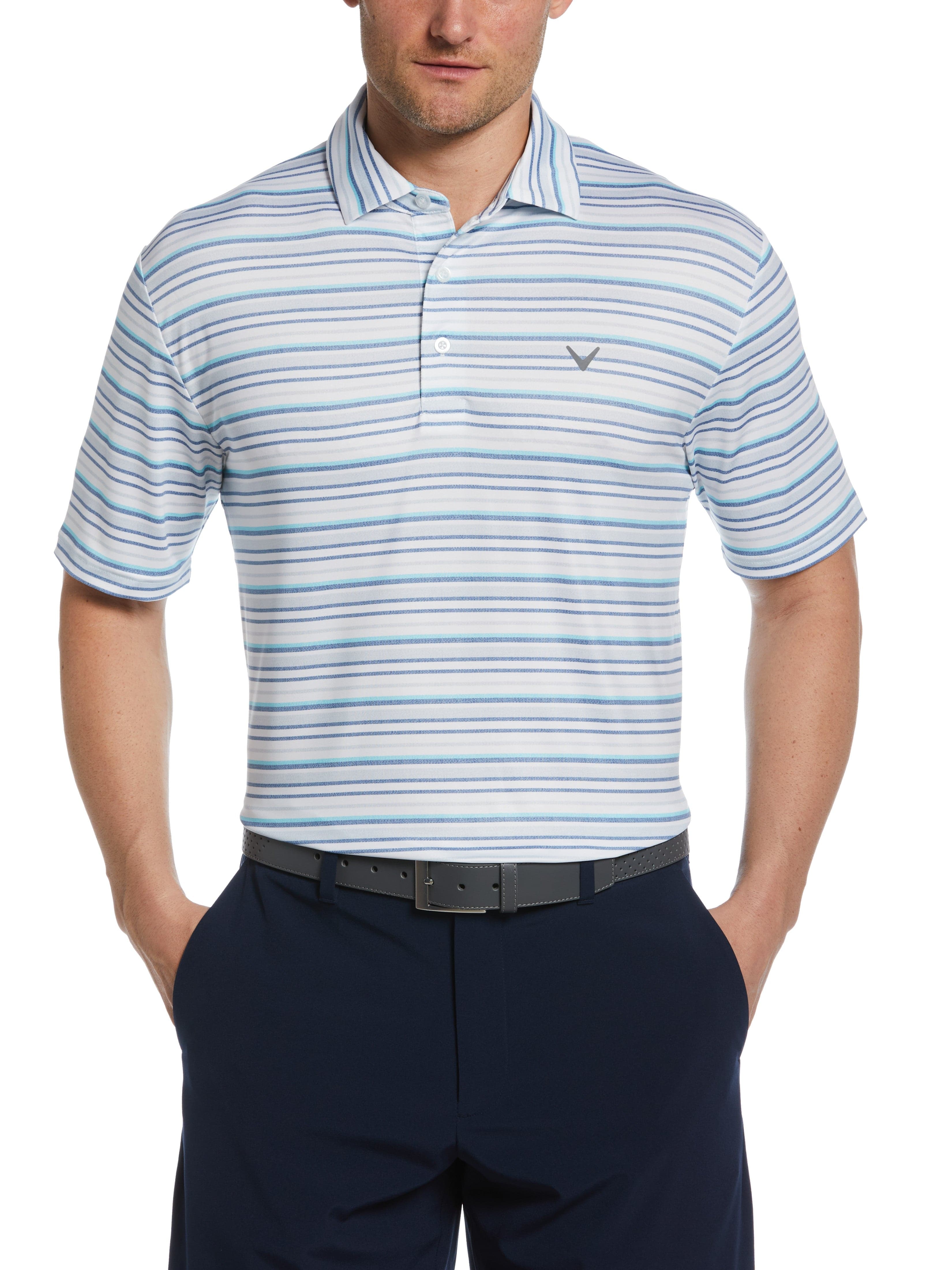 Men's Sun Worn Stripe Golf Polo Shirt - Breathable Quick-Dry Performance Tee for Golf, Tennis & Casual Wear