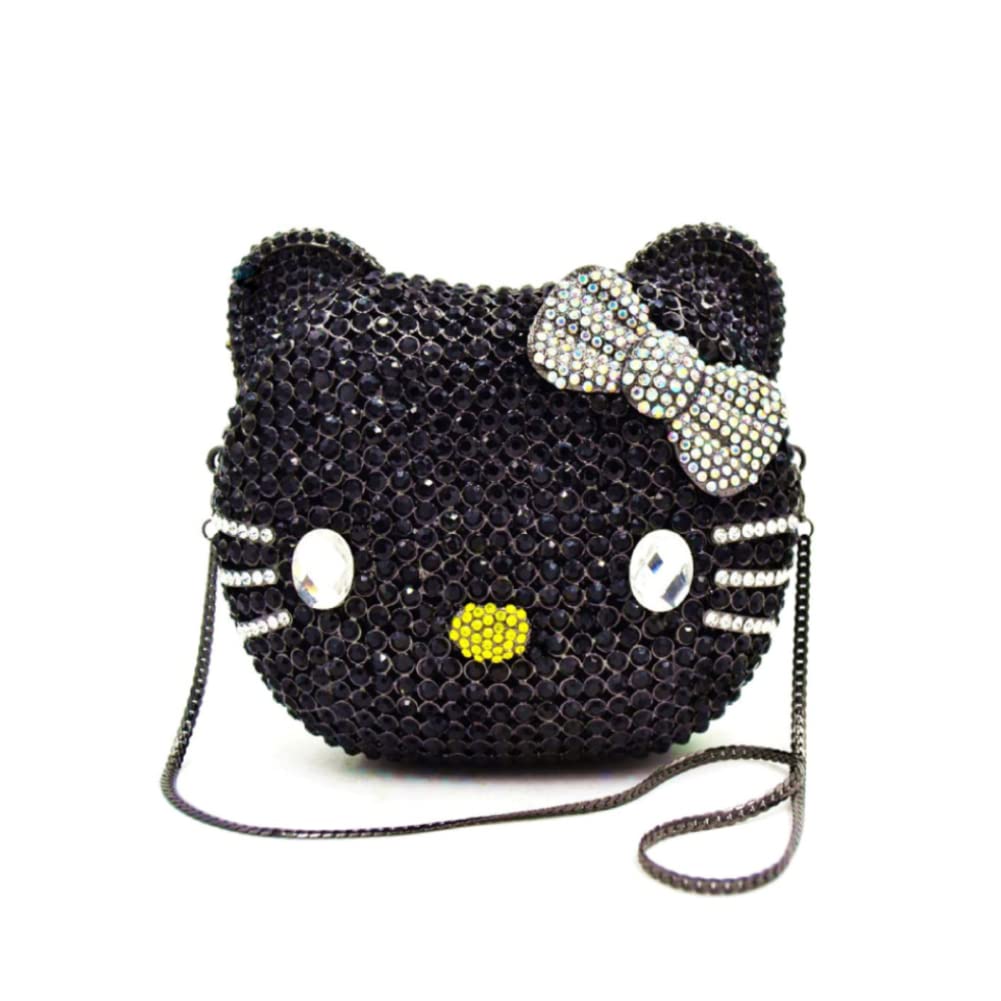 DEBIMY Cute Cat Crystal Clutch Purse - Elegant Evening Bag for Women & Girls, Perfect for Holiday Parties, Weddings, Date Nights & Special Occasions