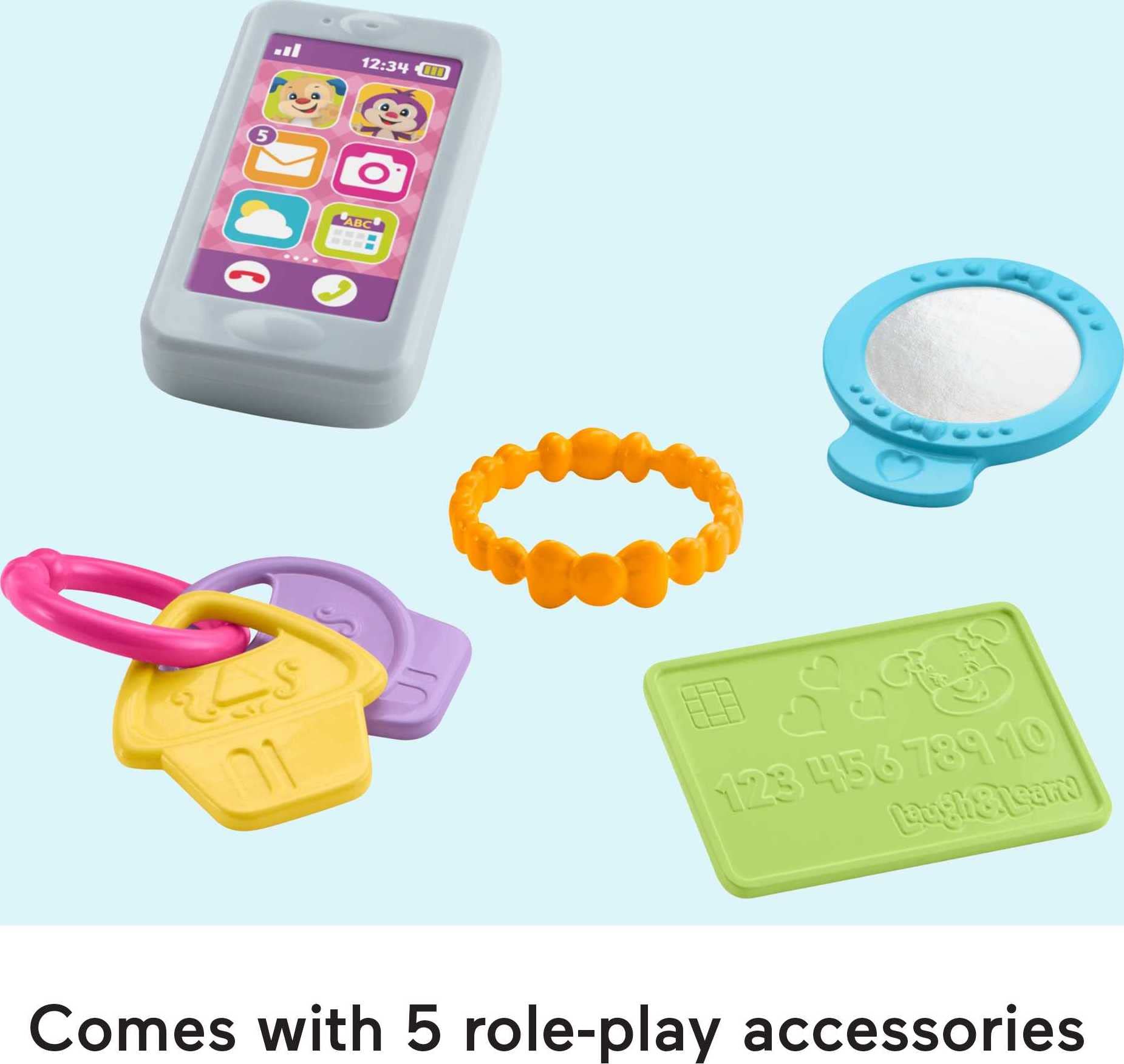 Fisher-Price Laugh & Learn My Smart Purse - Interactive Baby Toy with Lights, Learning Songs & Smart Stages Technology for Infants & Toddlers 6+ Months - Perfect for Early Development & Pretend Play