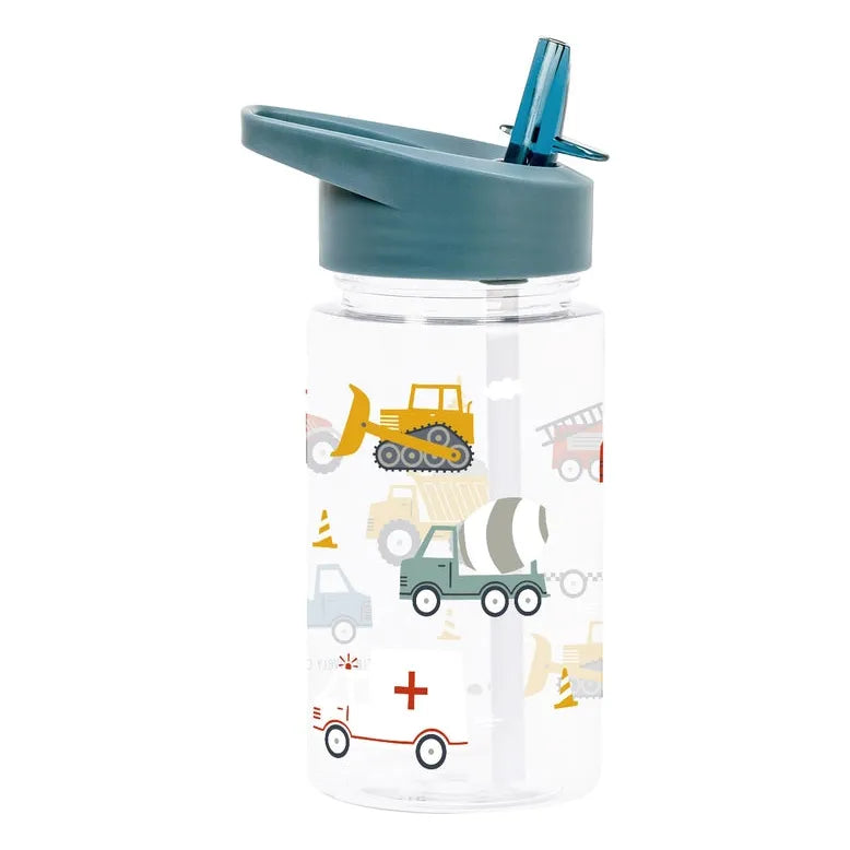 Kids Insulated Water Bottle with Car & Vehicle Designs - Leak Proof Stainless Steel Drink Bottle for School, Sports & Outdoor Activities