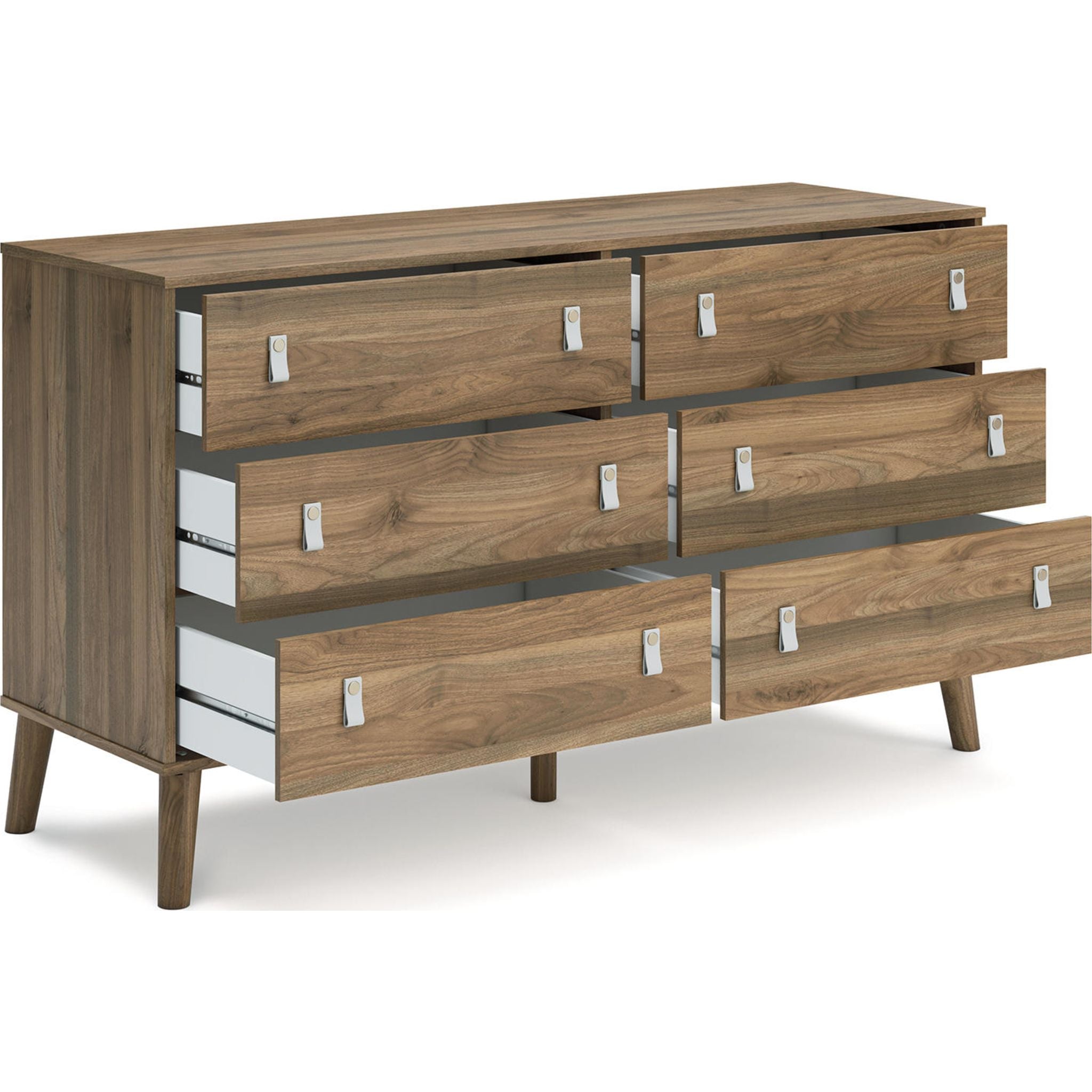 Aprilyn Dresser in Honey Finish - Modern Wooden Dresser with 6 Drawers for Bedroom Storage & Organization - Perfect for Home, Apartment, and Dorm Room Decor