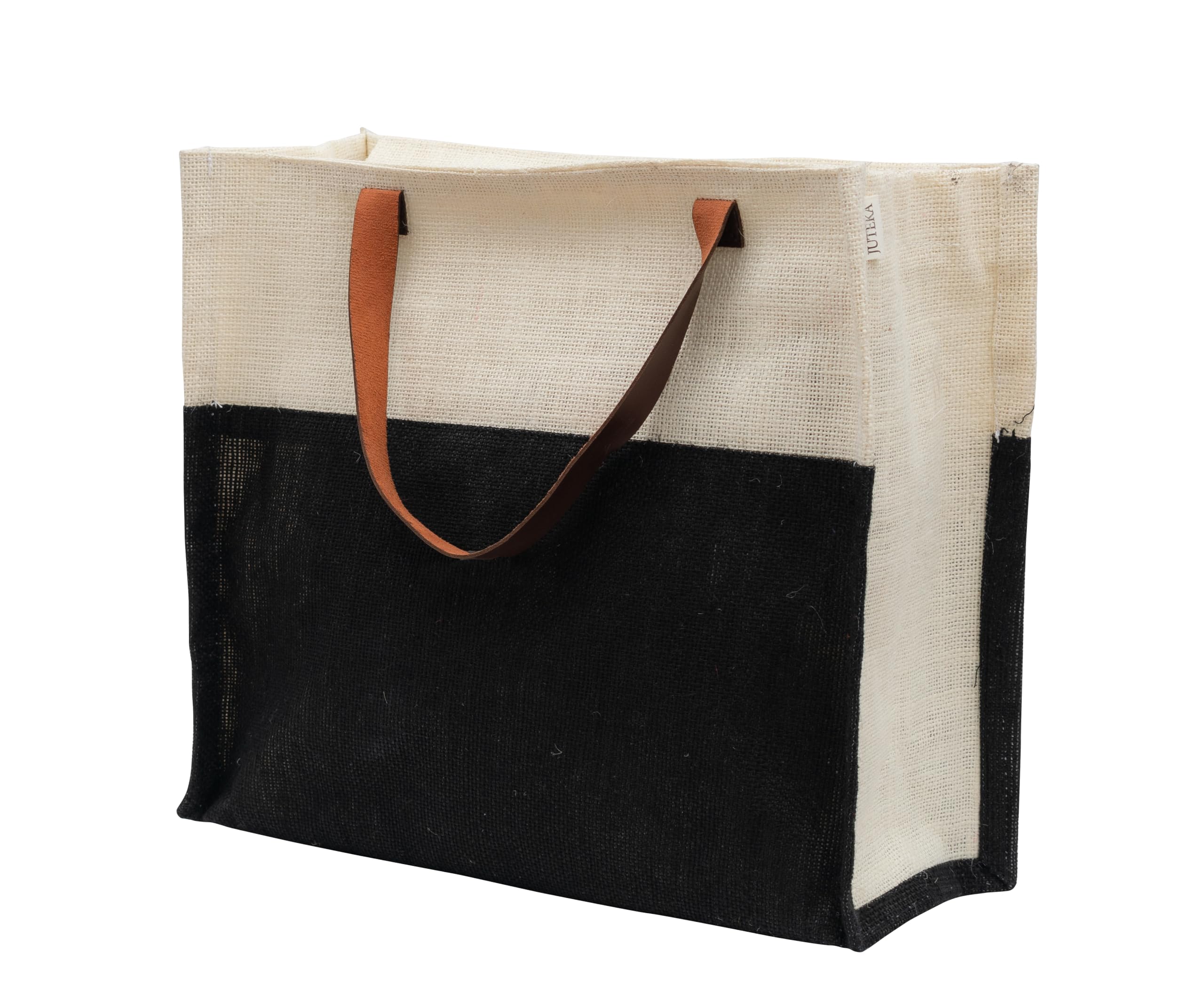 JUTEKA Stylish Baby Pink Durable Multipurpose Handbag - Eco-Friendly Jute Tote with Leather Handles for Lunch, Shopping, Work & Travel | Perfect for Office, Beach & Daily Use