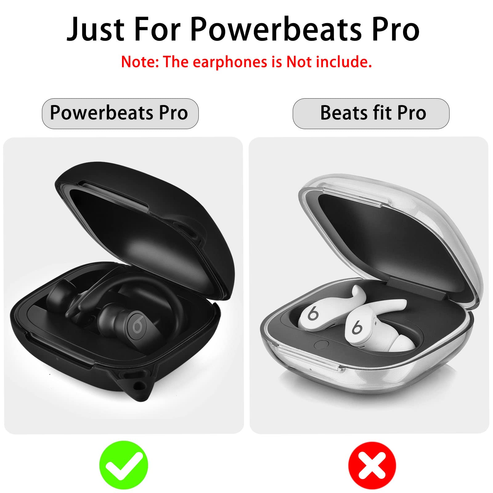 Powerbeats Pro Case Cover - Shockproof & Anti-Lost Silicone Case with Keychain, Soft Portable Travel Storage Case for Wireless Earbuds (Black) - Perfect for Gym, Running, Travel and Daily Use