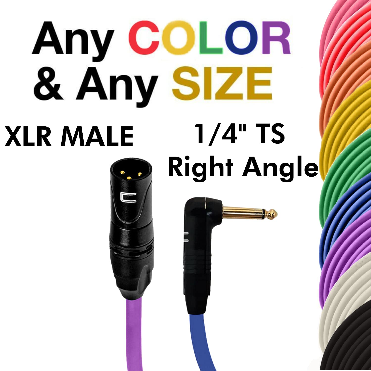 Premium 6ft Pink XLR Male to Right Angle 1/4