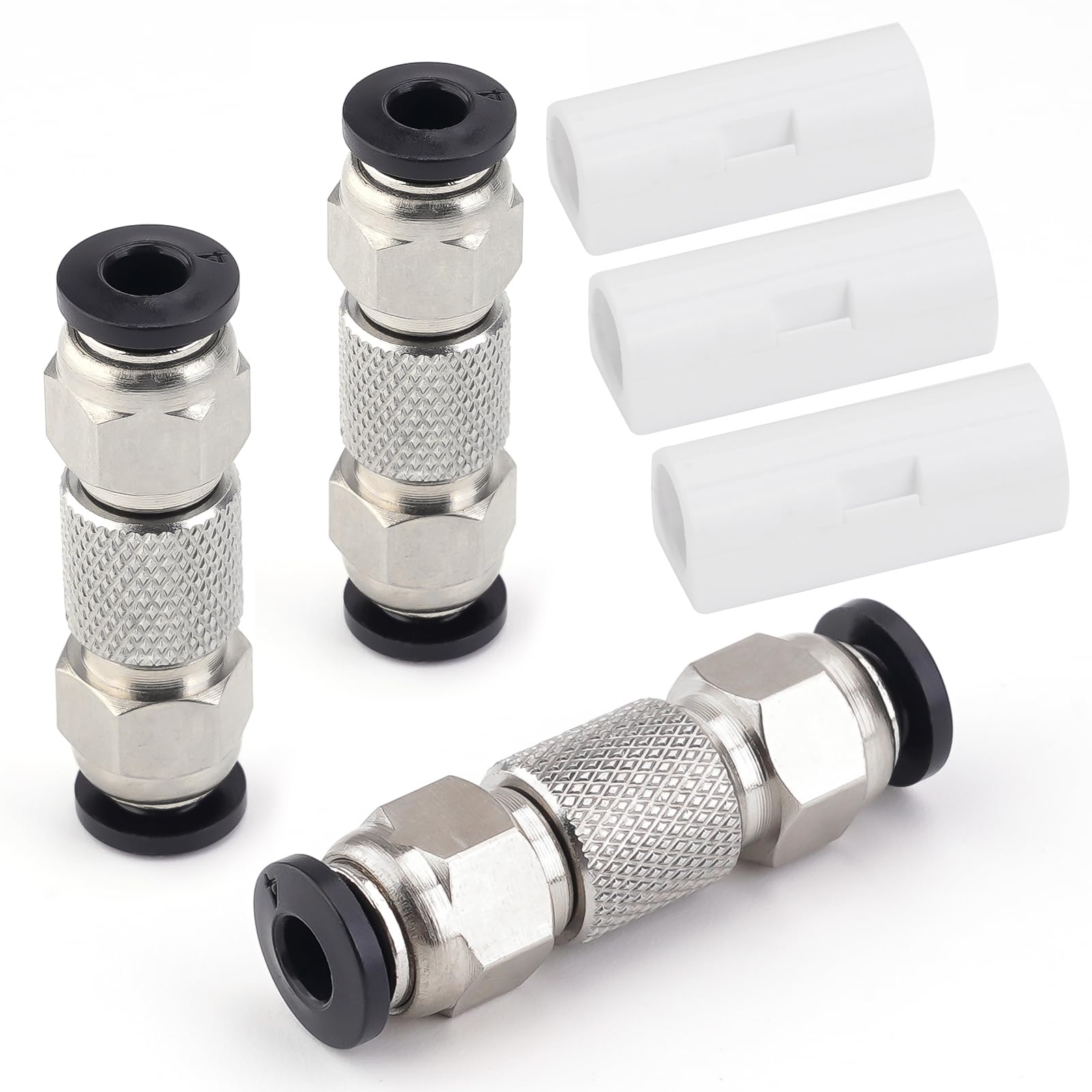 3Pcs Teflon PTFE Tube Fittings for Bambu Lab X1/P1/A1/A1 Mini 3D Printers - High-Temperature Resistant Plastic-Metal Hybrid Feed Tube for 3D Printing & Engraving Machines - Perfect for Filament Feeding & CNC Applications