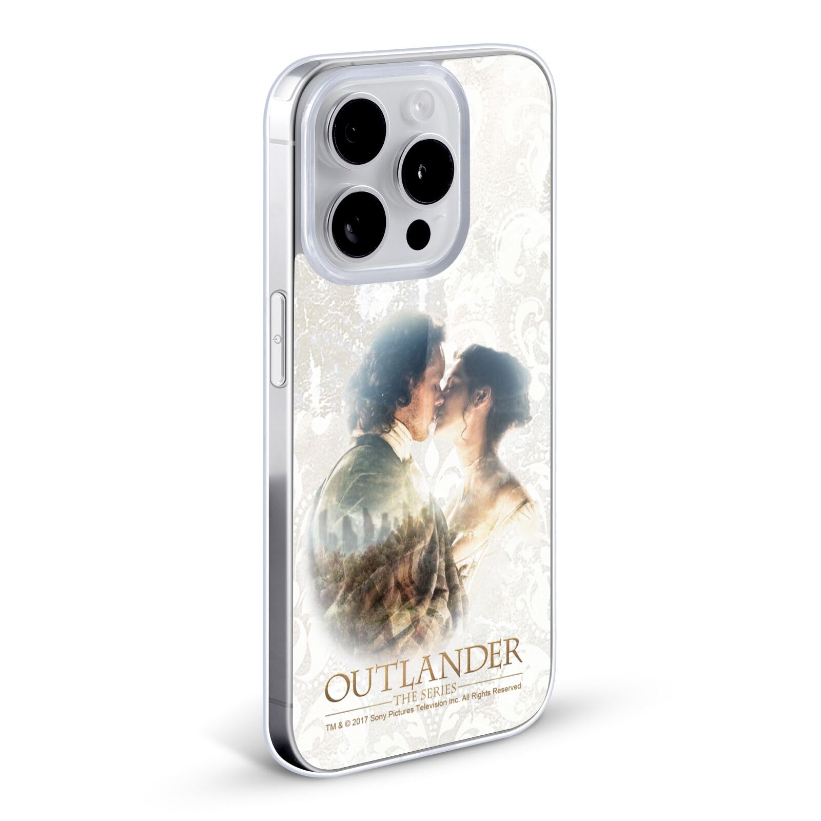 Officially Licensed Outlander Claire & Jamie Kiss Portrait Soft Gel Case for Apple iPhone 12 Pro Max - Protective Phone Cover for Fans, Perfect Gift for TV Show Lovers & Romantic Couples