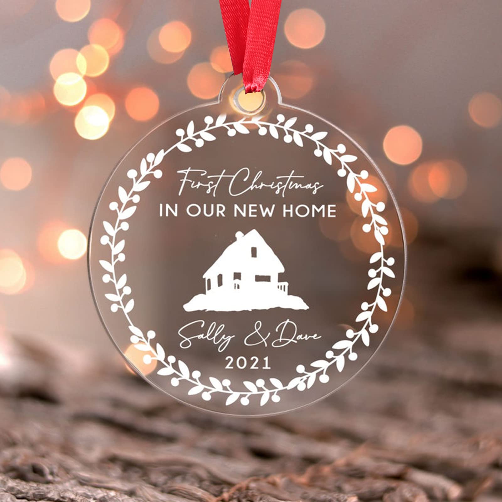 Personalized Home Ornament - Custom Housewarming Gift & Christmas Tree Decoration | First Home Keepsake for New Homeowners, Holiday Decor