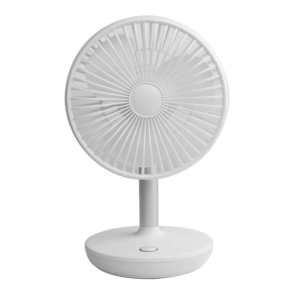 Small Quiet USB Rechargeable Desk Fan - 4000mAh Battery Lasts 24 Hours, 4 Speed Settings, Night LED Light, 75° Adjustable Head, Easy Clean - Perfect for Home Office, Outdoor Camping & Picnic (White)