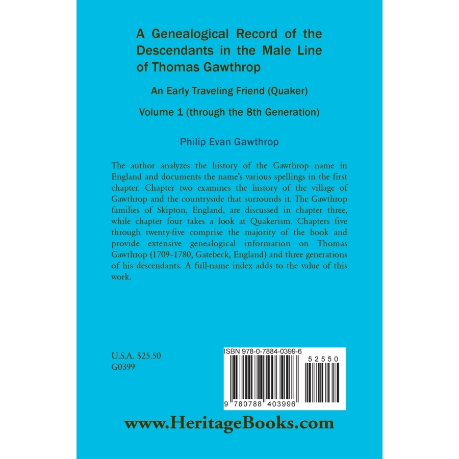 Thomas Gawthrop Male Line Descendants Genealogy Book - Explore Your Family History & Ancestral Roots