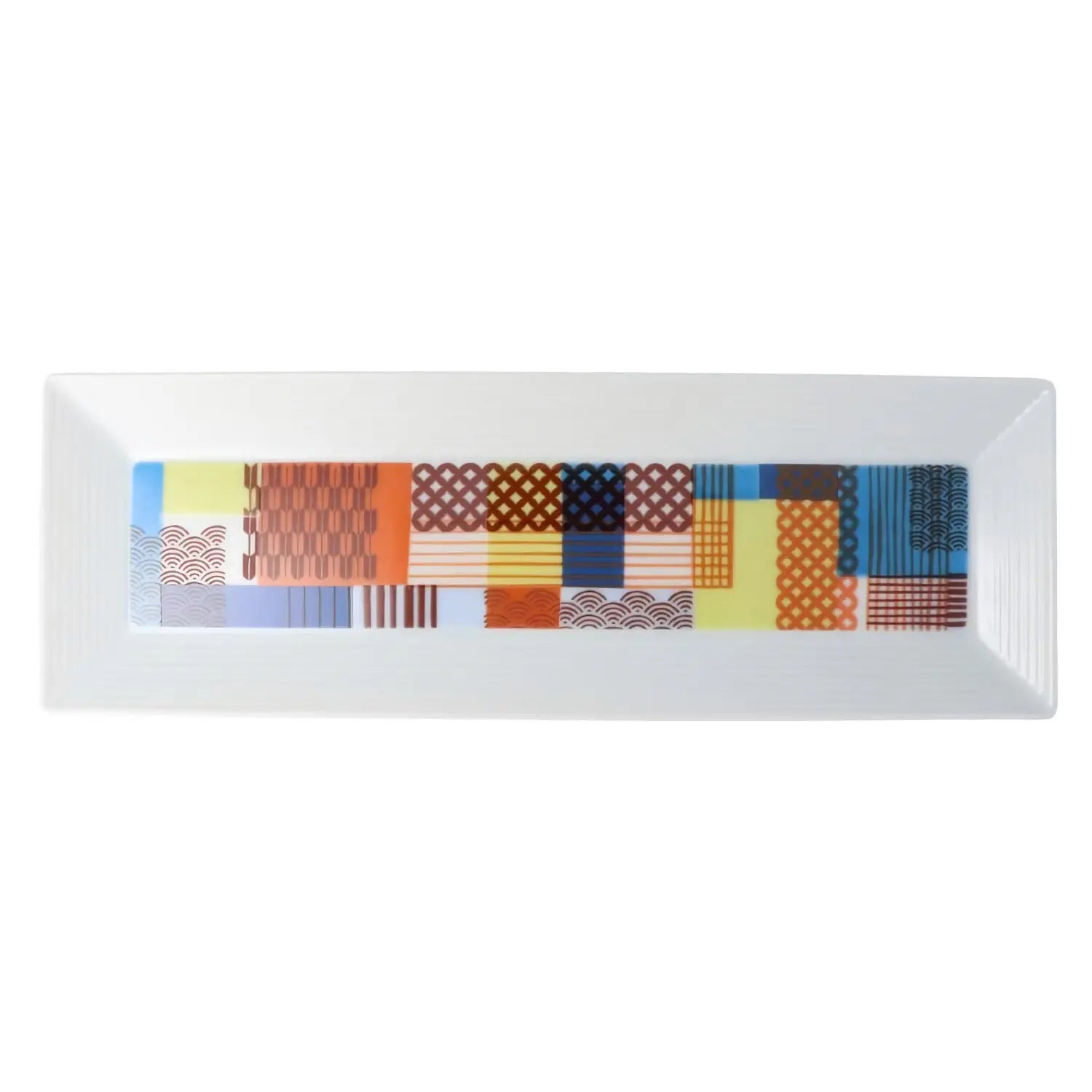 Premium Harekutani Kissho Porcelain Rectangle Plate - Elegant Japanese Kikamon Design for Dining, Serving & Home Decor