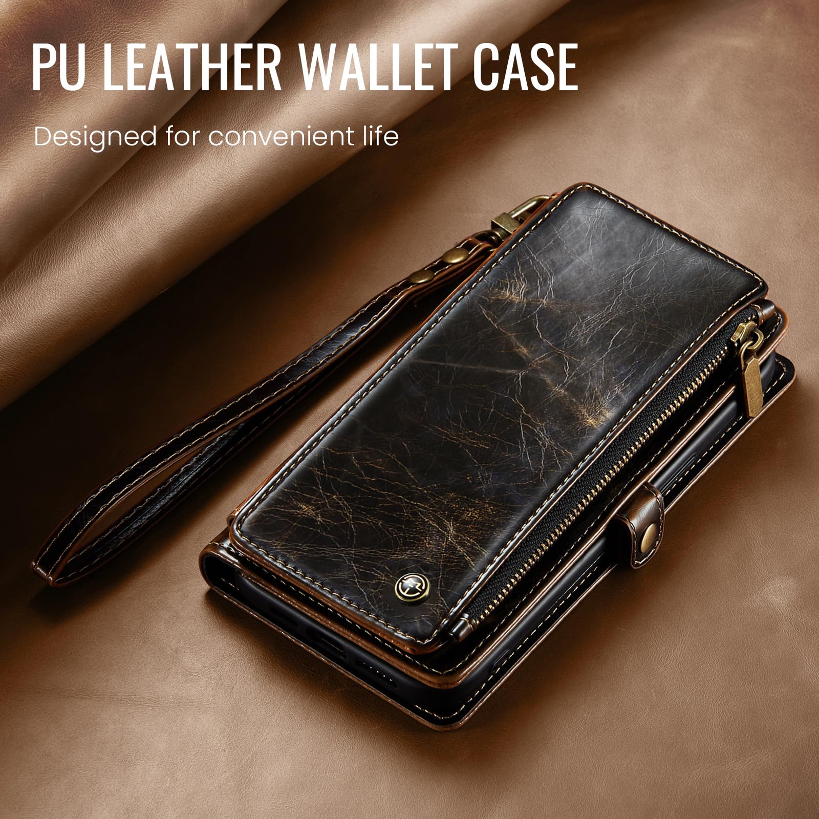 Defencase RFID Blocking Wallet Case for Motorola Moto G Stylus 5G 2023 - Premium PU Leather Magnetic Flip Cover with Card Holder & Zipper Pocket - Perfect for Everyday Use, Travel & Commuting (Coffee)